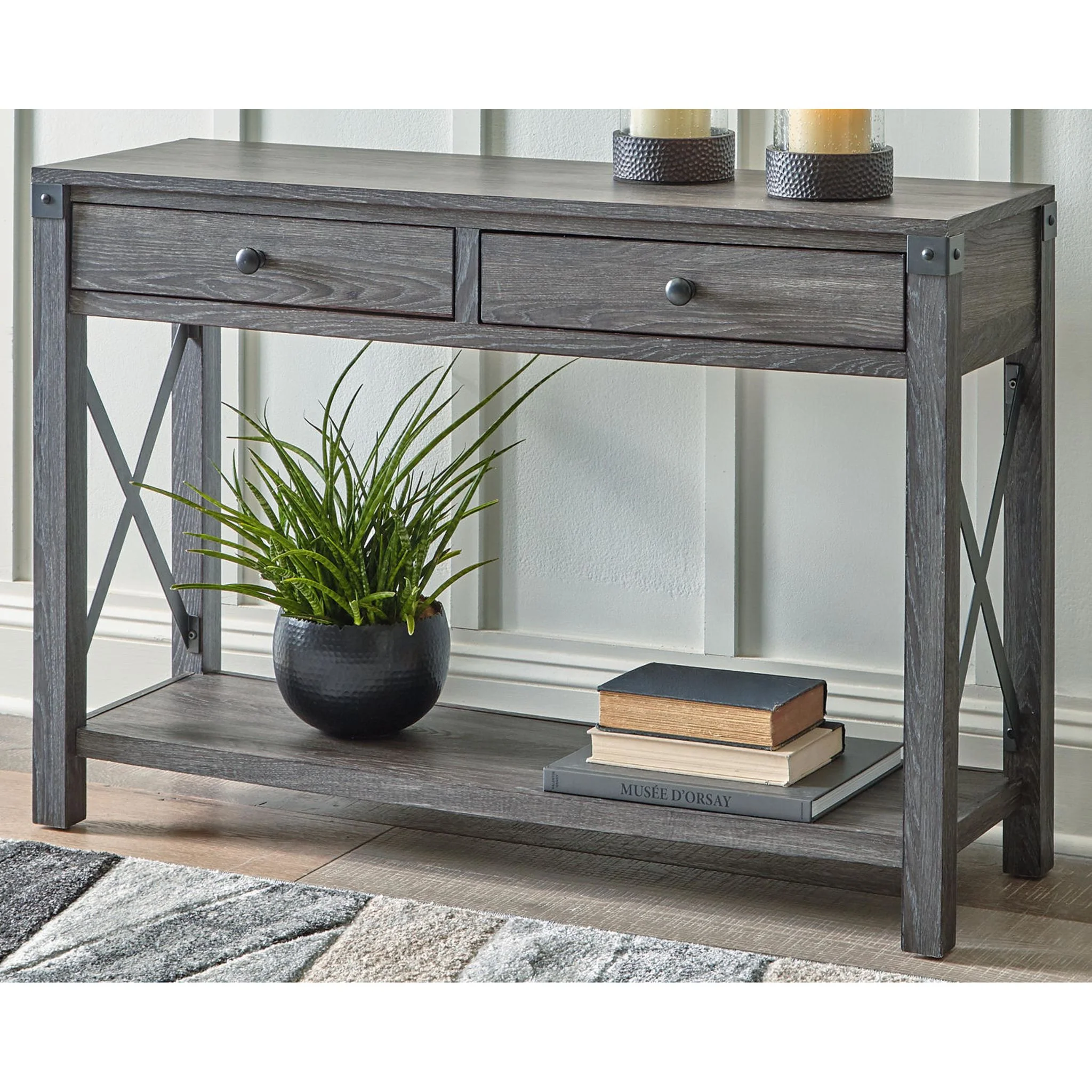 Freedan Sofa Table - Grayish Brown - Image 8