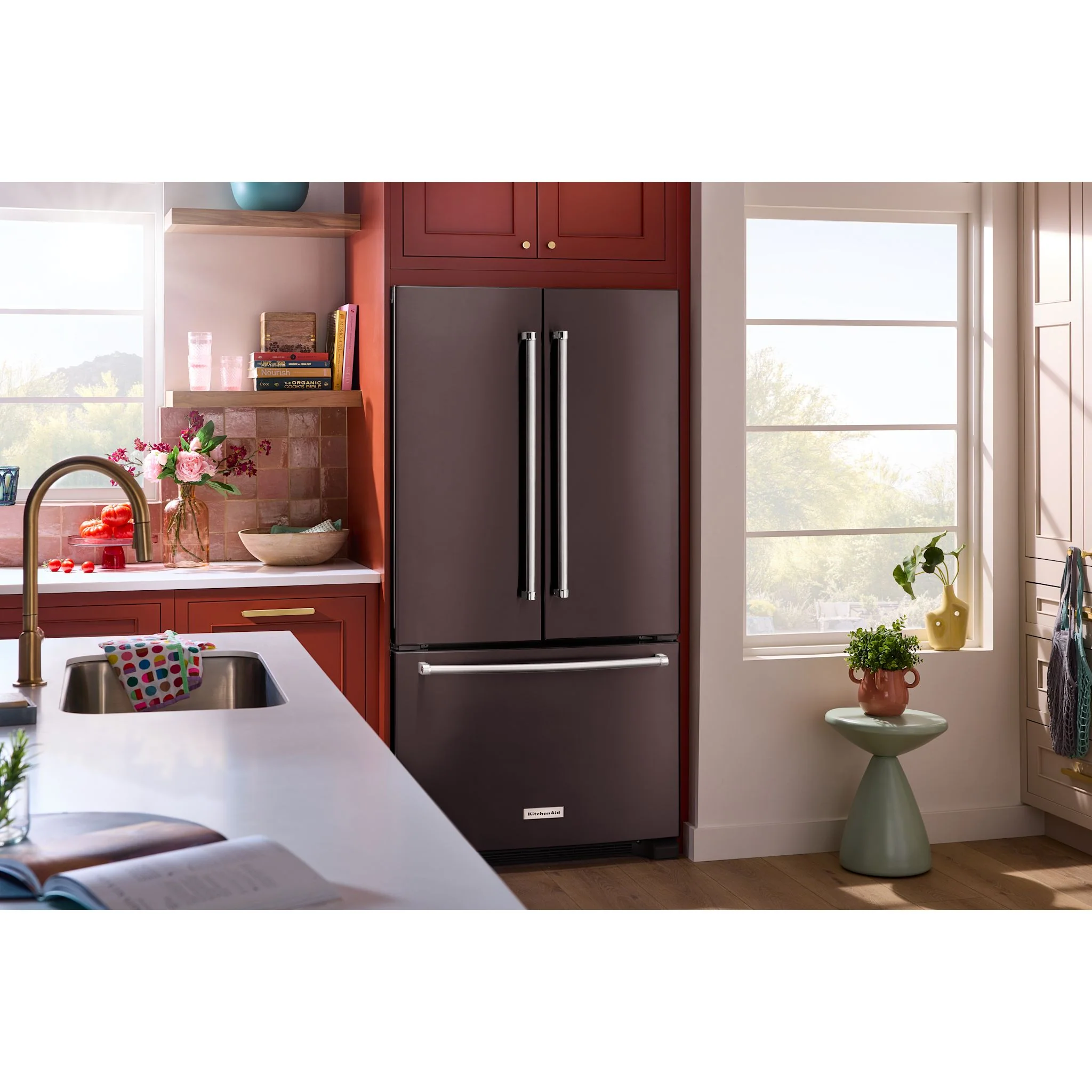 KitchenAid 20 cu. ft. 36-Inch Width Counter-Depth French Door Refrigerator with Interior Dispense -Black Stainless (KRFC136RBS) - Image 5