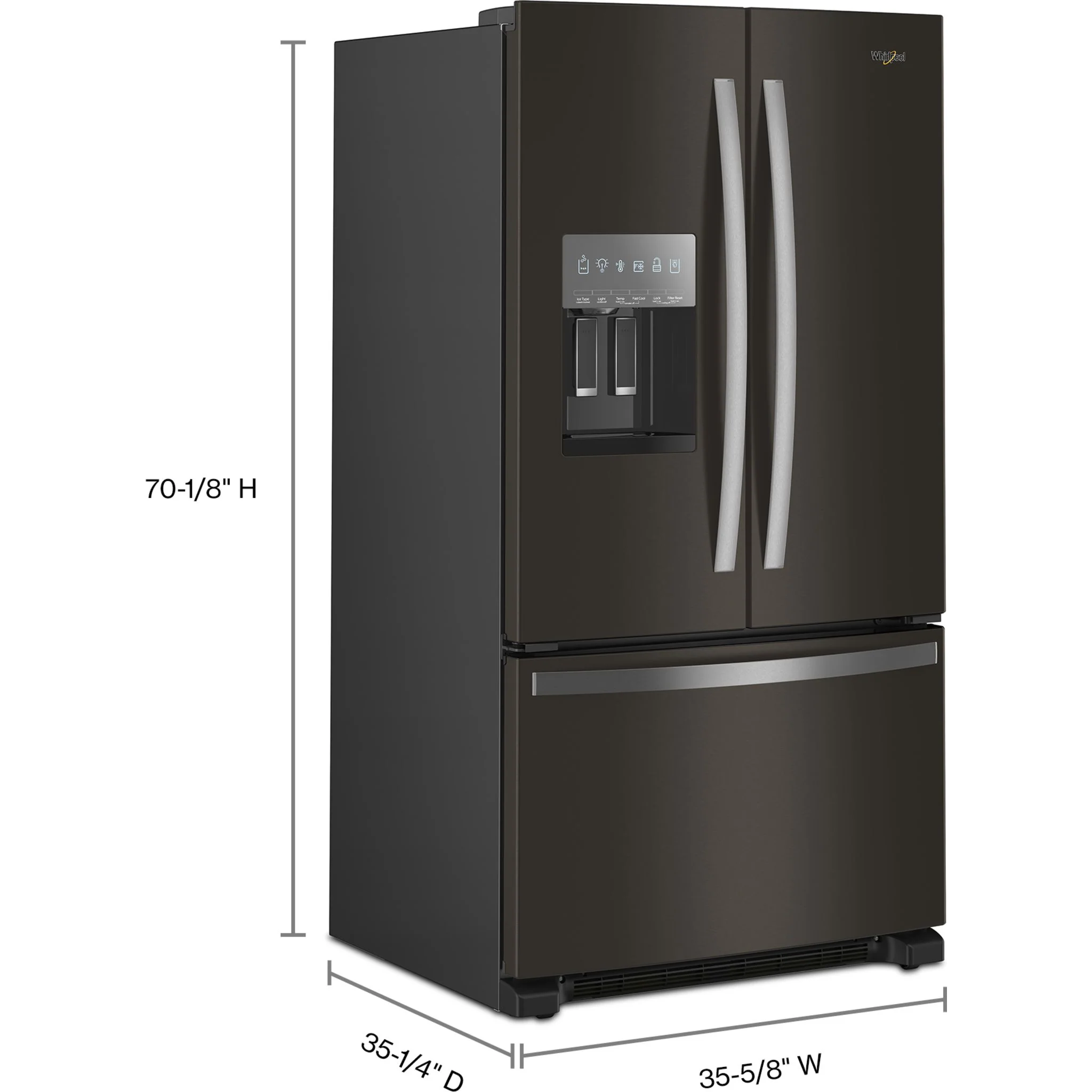 Whirlpool French Door Fridge (WRFF3436RV) - Black Stainless - Image 2