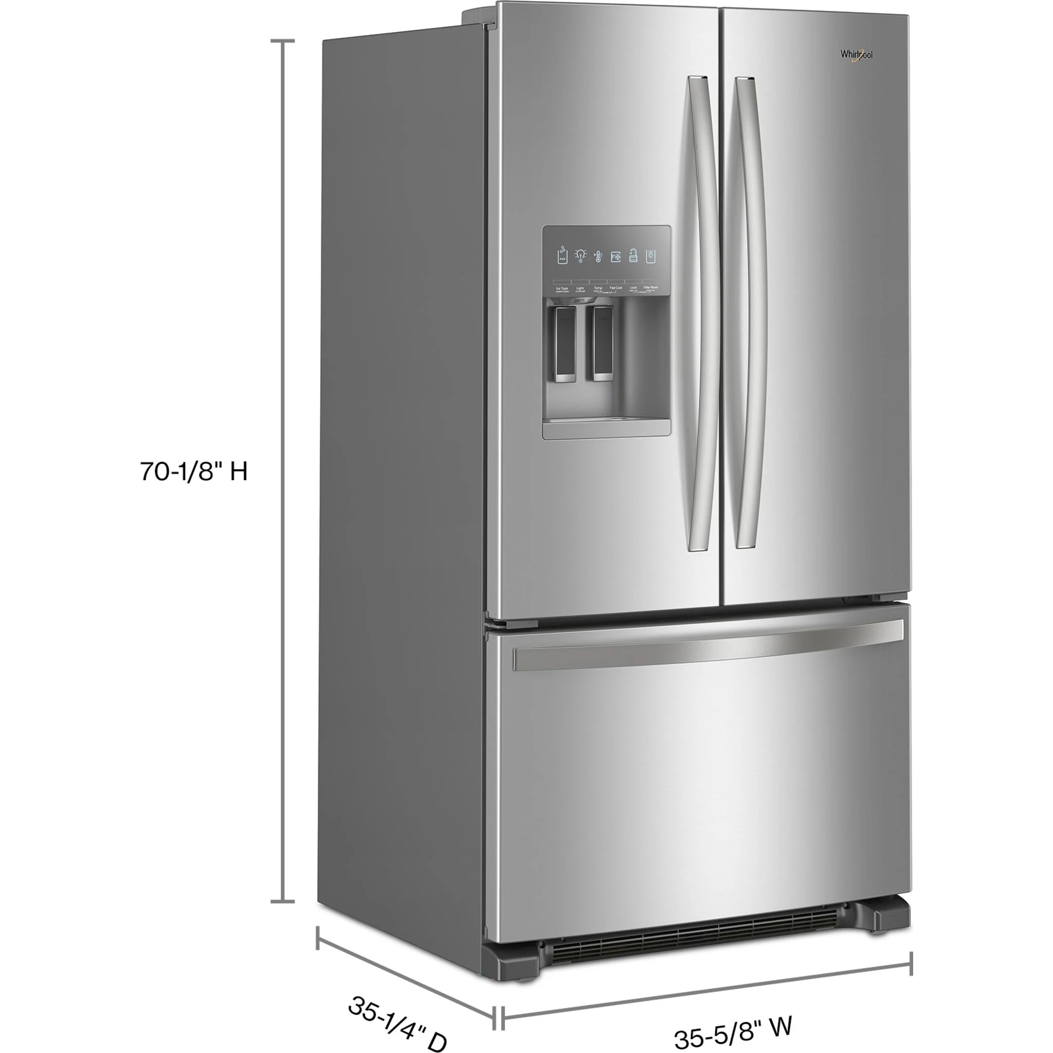 Whirlpool  36" Wide French Door Bottom Mount Refrigerator-Fingerprint Resistant Stainless Steel (WRFF3436RZ) - Image 4
