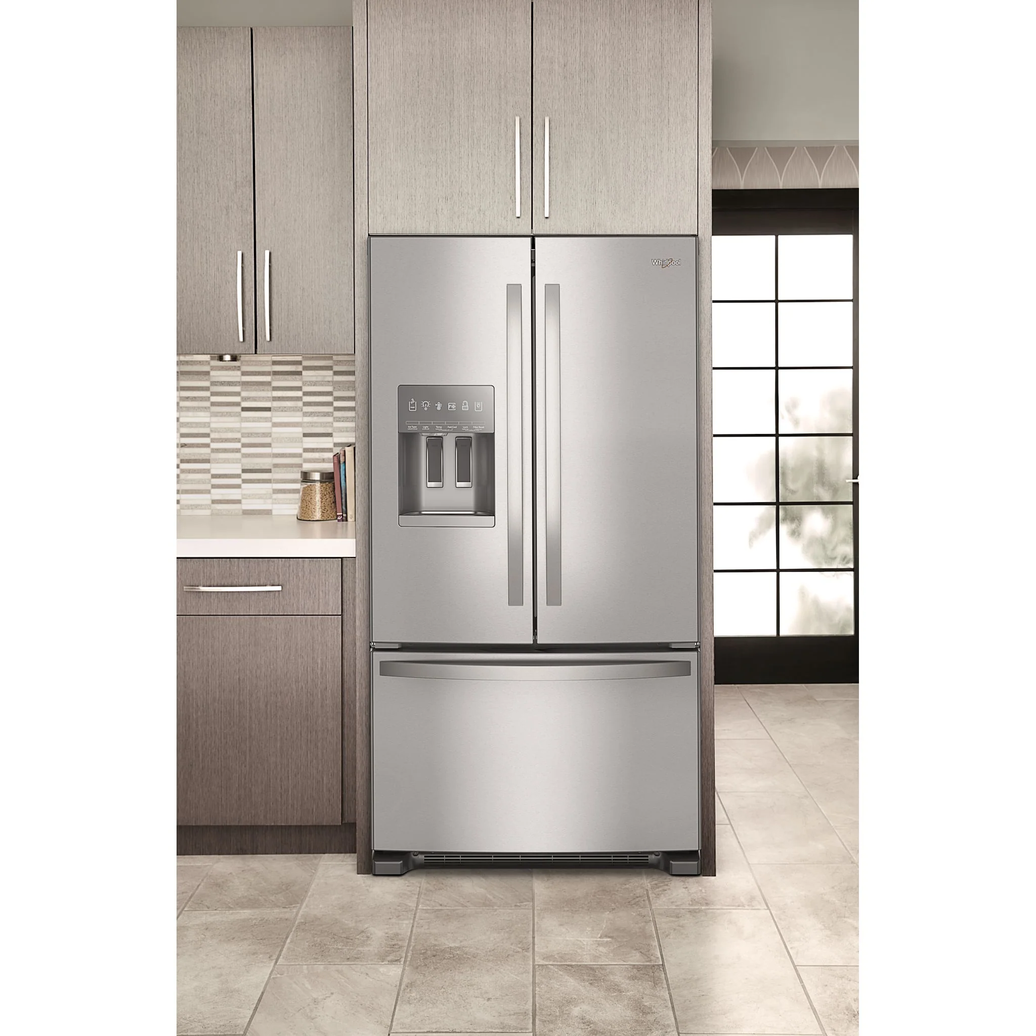 Whirlpool  36" Wide French Door Bottom Mount Refrigerator-Fingerprint Resistant Stainless Steel (WRFF3436RZ) - Image 7