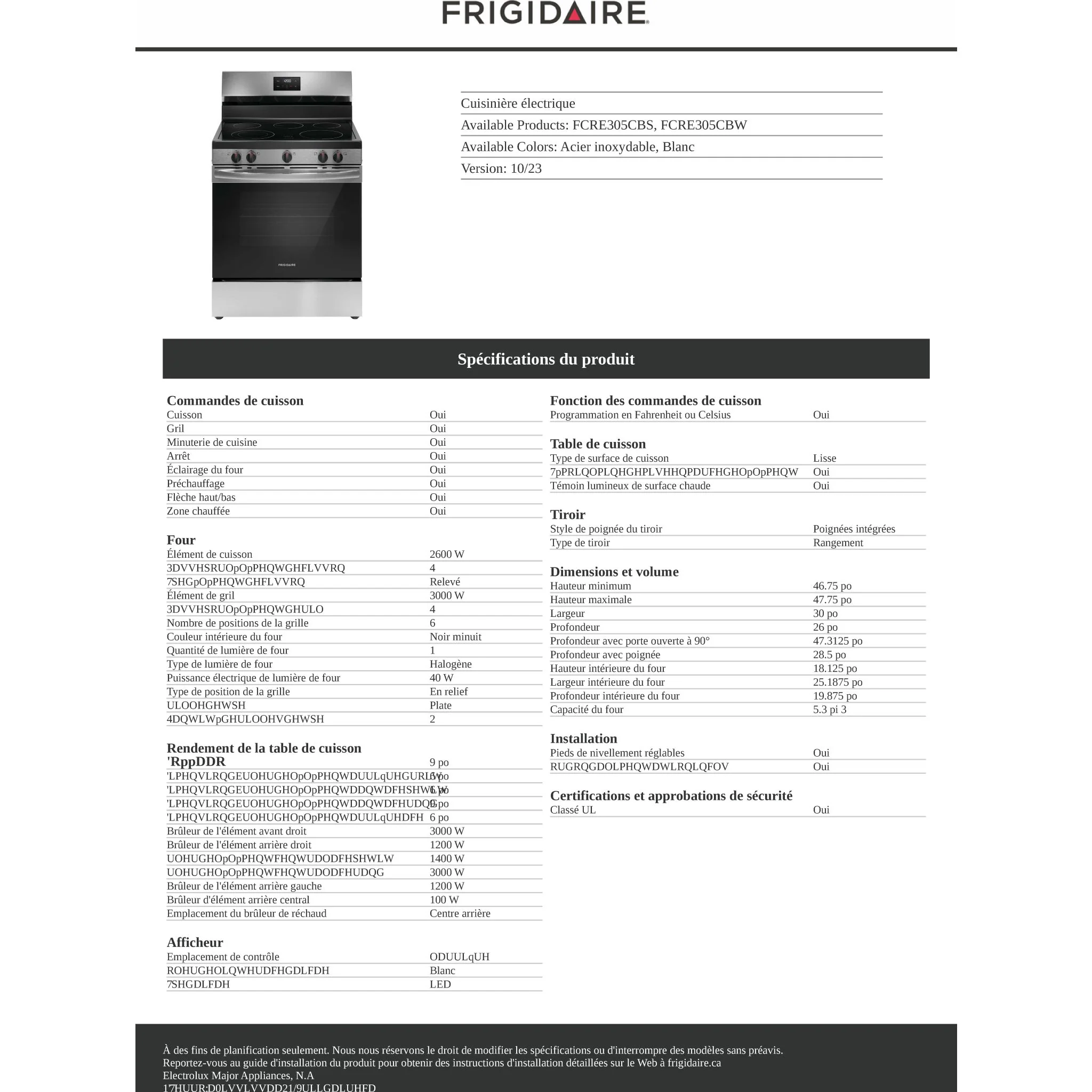 Frigidaire 30" Electric Range - White ( FCRE305CBW ) - Image 10