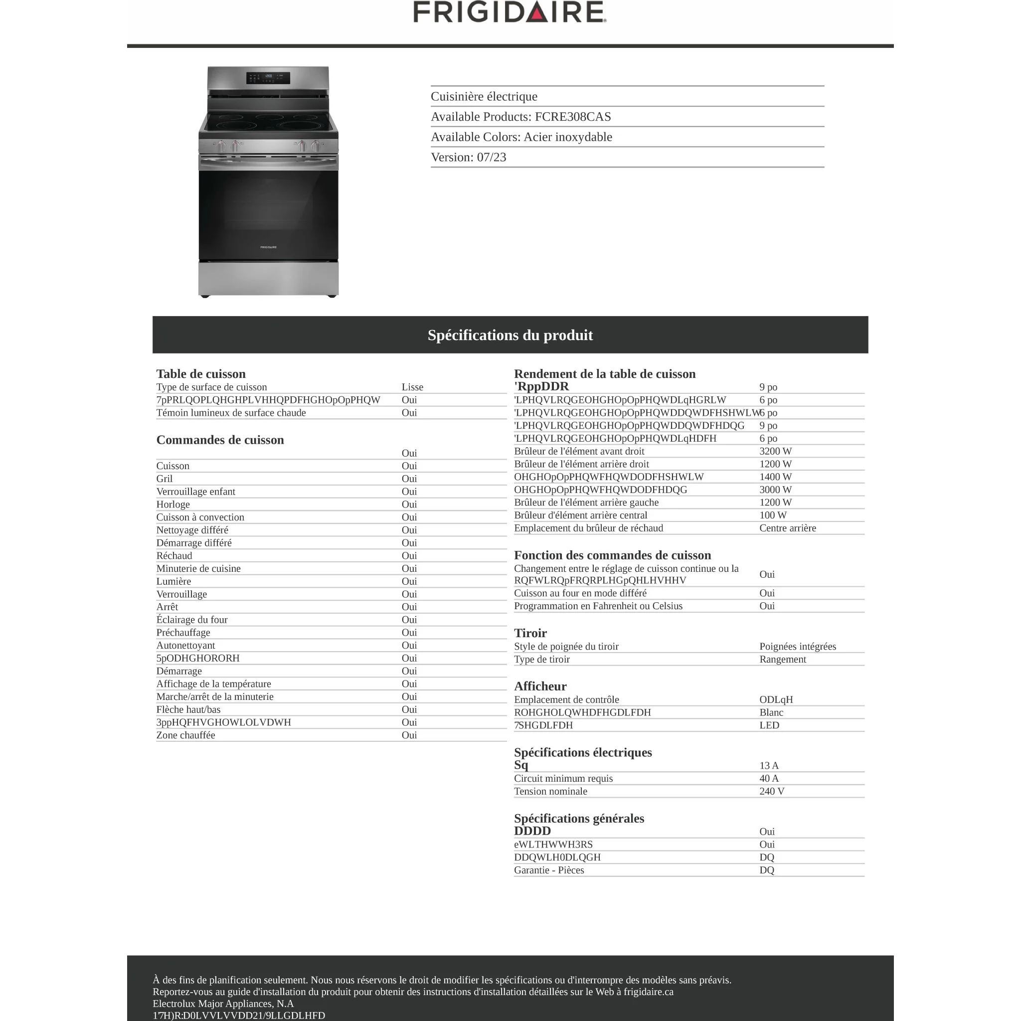 Frigidaire 30" Electric Range with Air Fry - Stainless Steel ( FCRE308CAS ) - Image 10