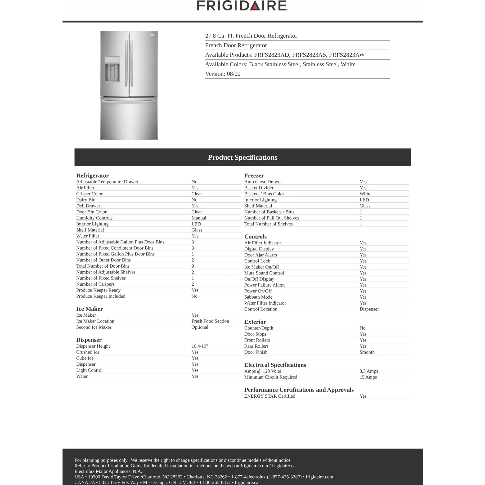 Frigidaire 28 Cu. Ft. Standard-Depth French Door Refrigerator - Black Stainless ( FRFS2823AS ) - Image 16