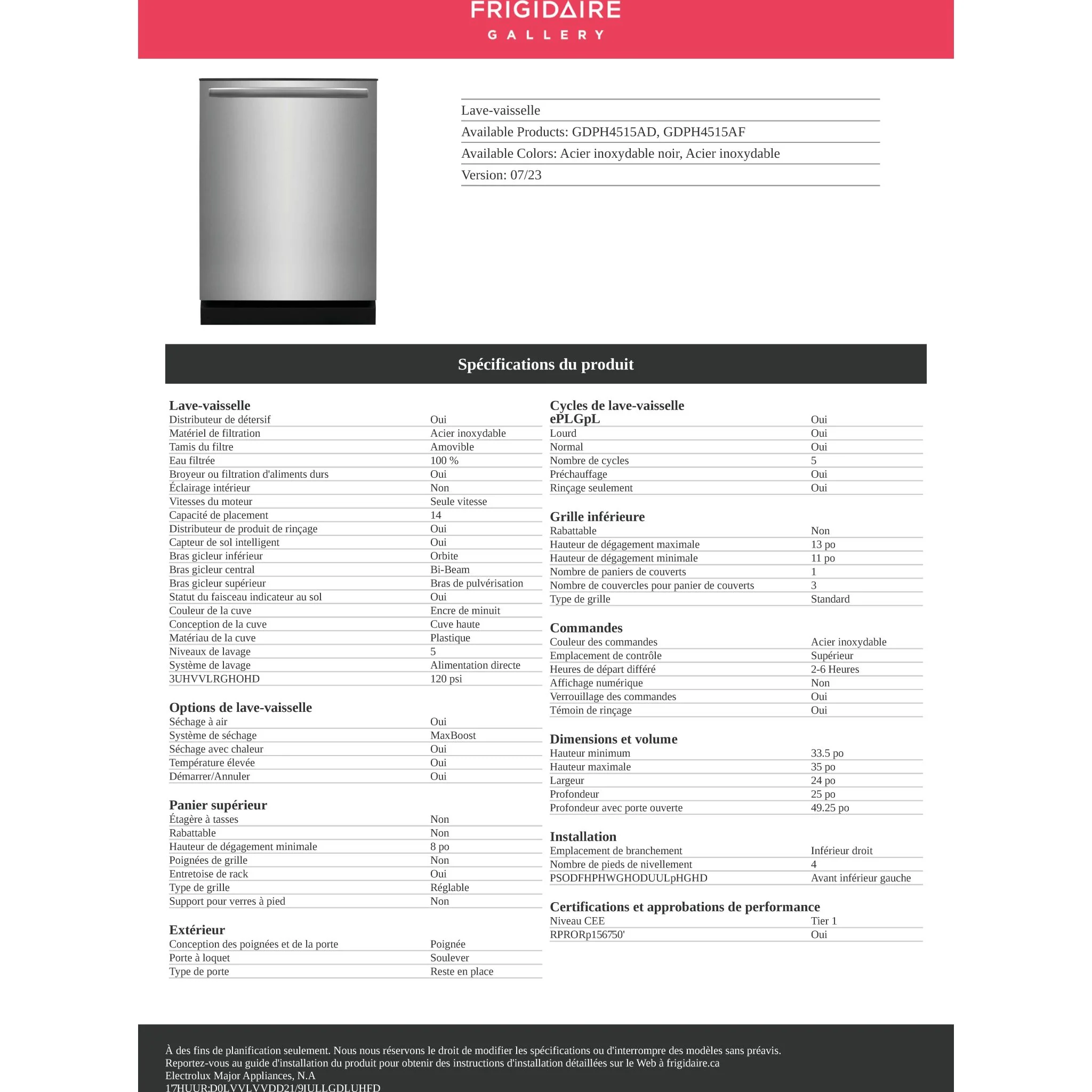 Frigidaire Gallery 24" Built-In Dishwasher - Black Stainless ( GDPH4515AD ) - Image 17