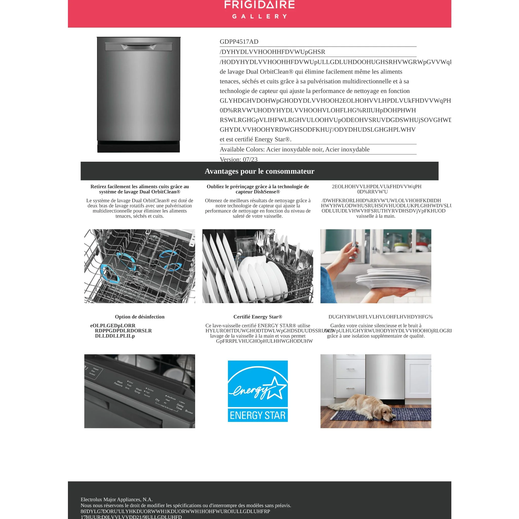 Frigidaire Gallery Dishwasher Plastic Tub (GDPP4517AD) - Black Stainless - Image 20