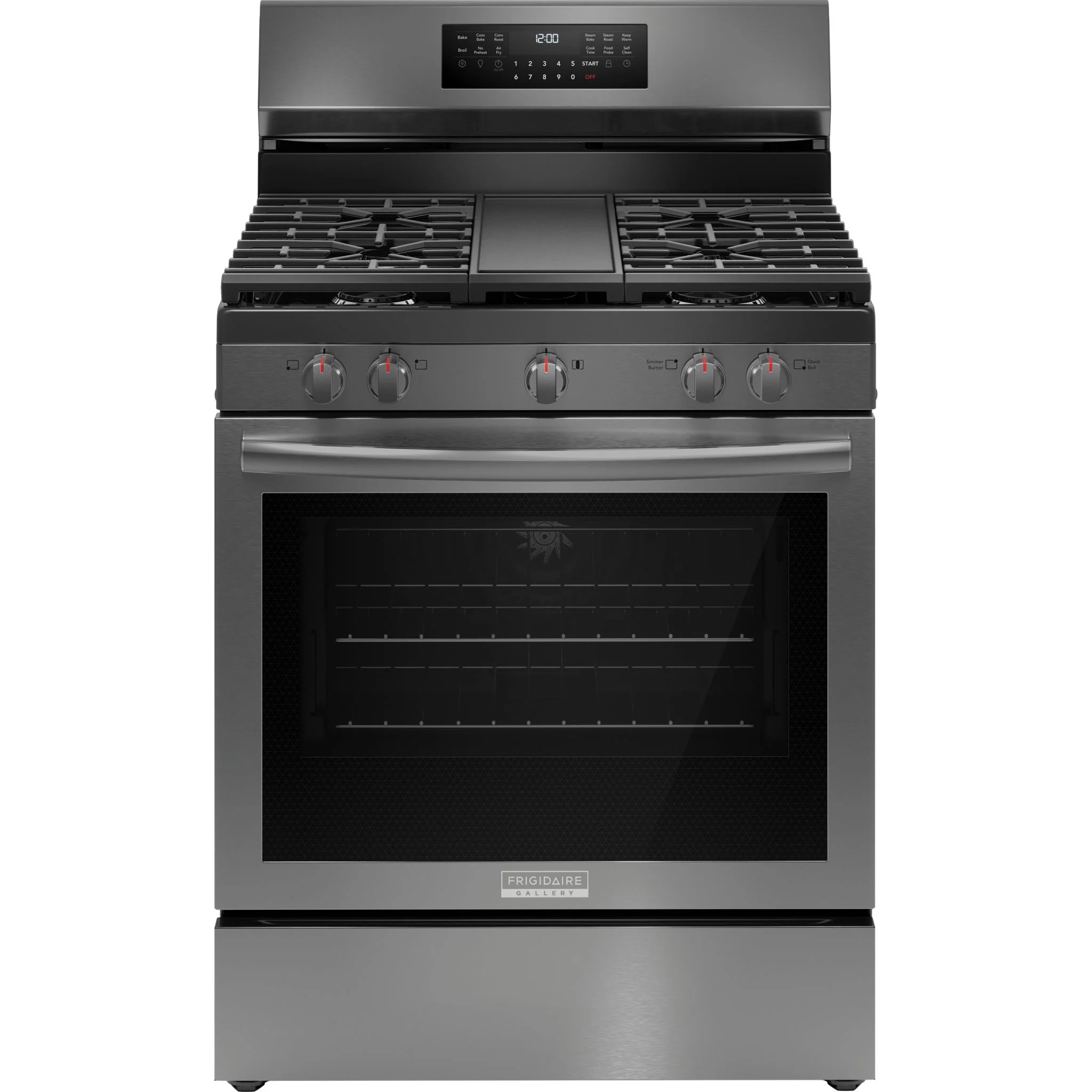Frigidaire Gallery 30" Rear Control Gas Range with Total Convection - Black Stainless ( GCRG3060BD )
