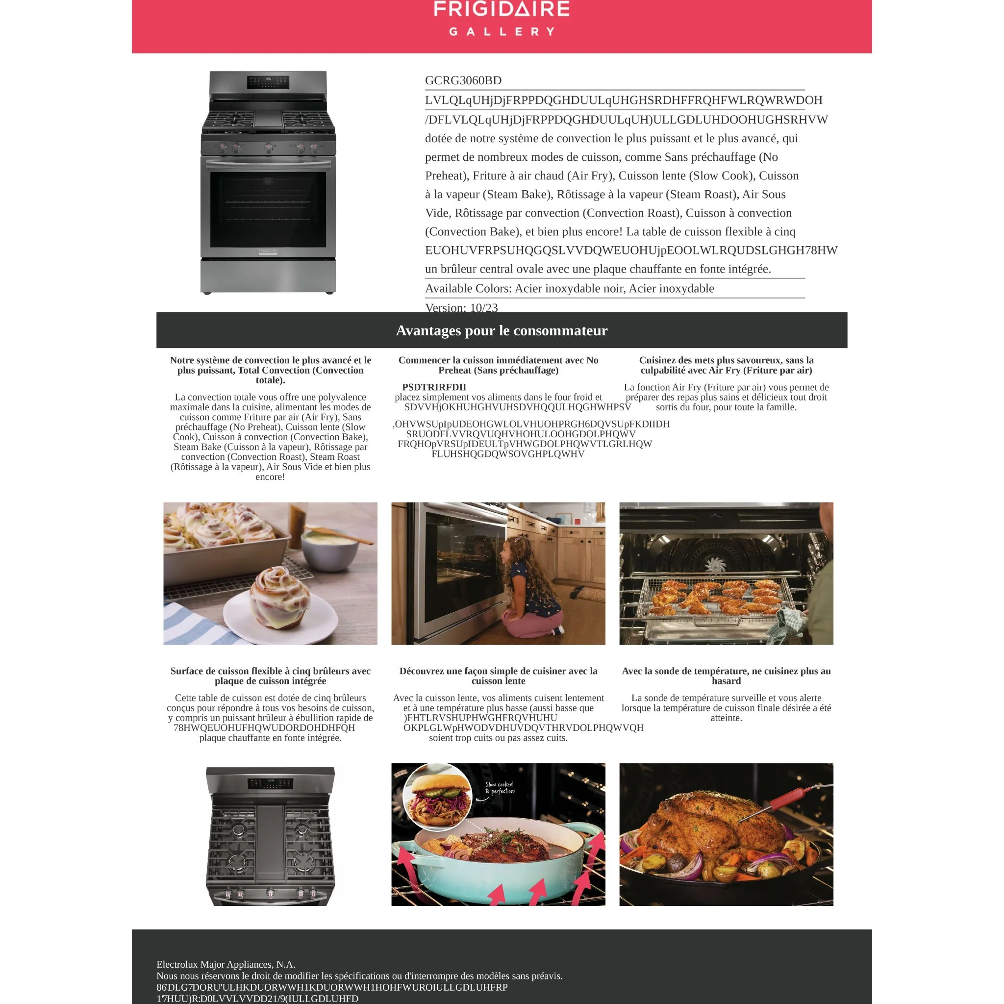 Frigidaire Gallery 30" Rear Control Gas Range with Total Convection - Black Stainless ( GCRG3060BD ) - Image 11