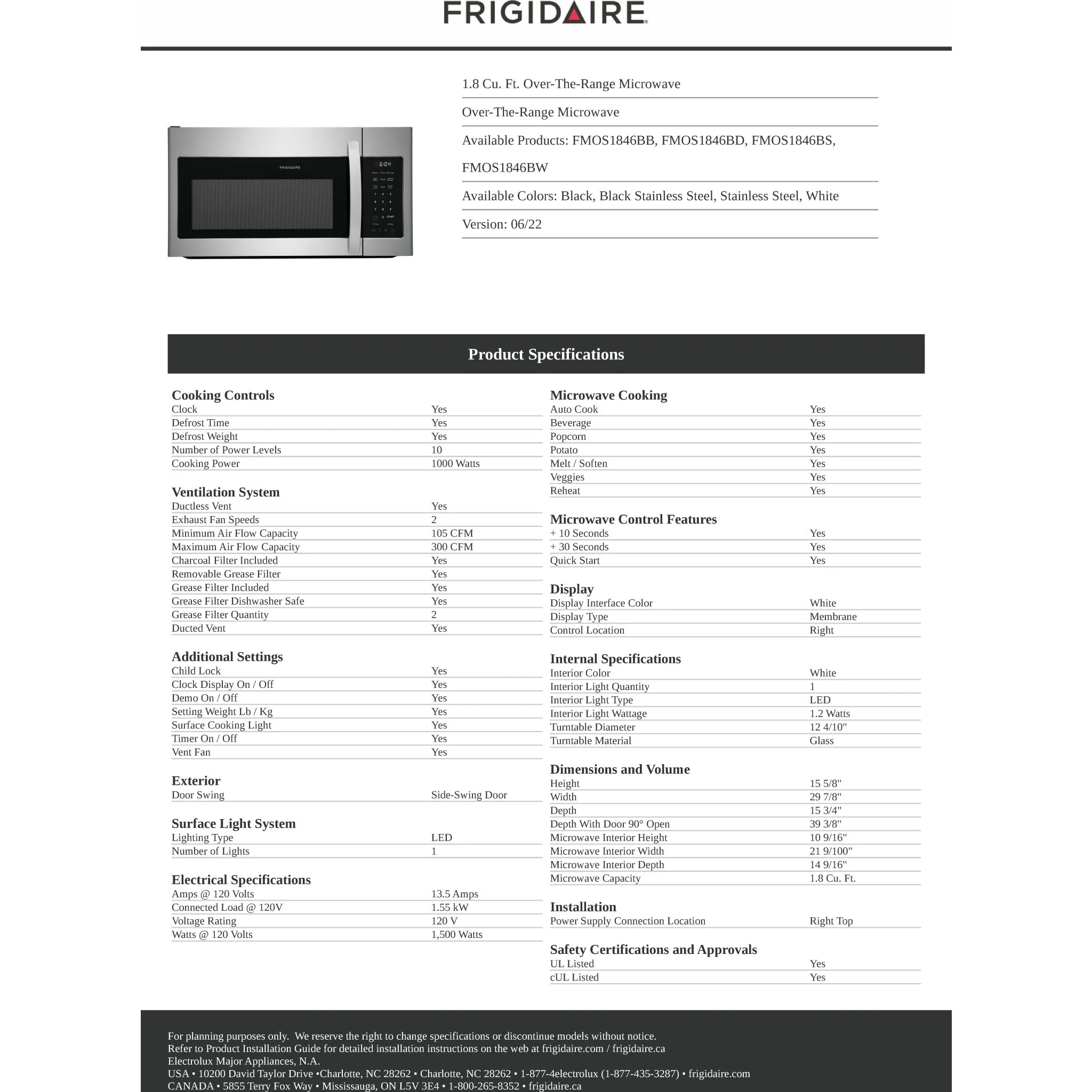 Frigidaire 1.8 Cu. Ft. Over-The-Range Microwave - Black Stainless ( FMOS1846BD ) - Image 14