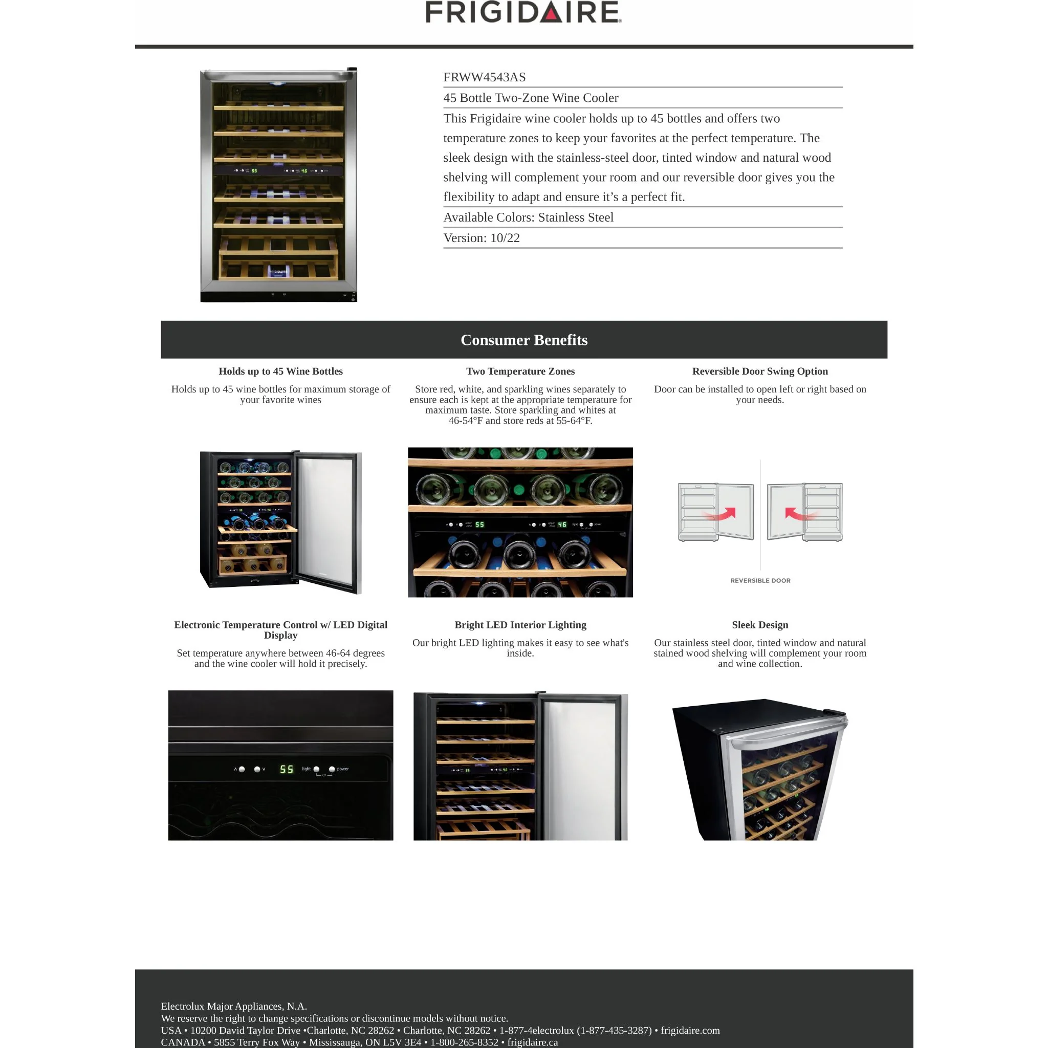 Frigidaire 45 Bottle Two-Zone Wine Cooler - Stainless Steel ( FRWW4543AS ) - Image 19
