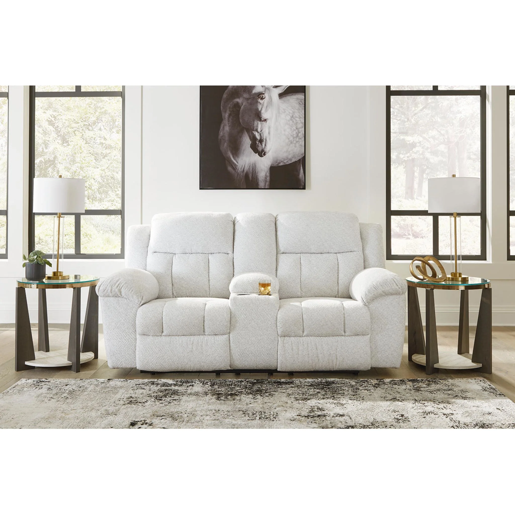 Frohn Reclining Loveseat with Console - Snow - Image 2