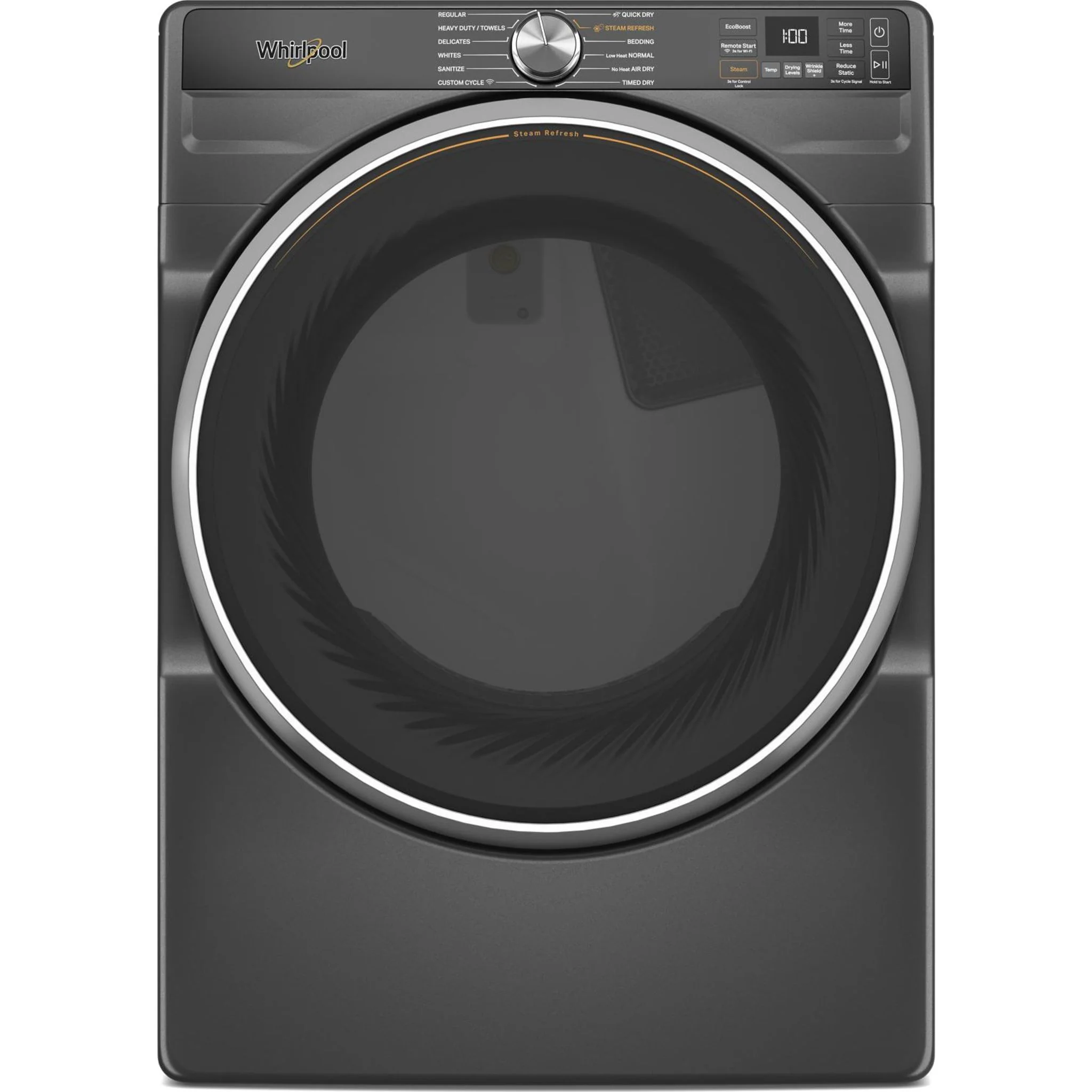 Whirlpool 7.4 cu. ft. Smart Front Load ENERGY STAR Certified Gas Dryer with Steam Capabilities -Volcano Black (WGD6720RU)