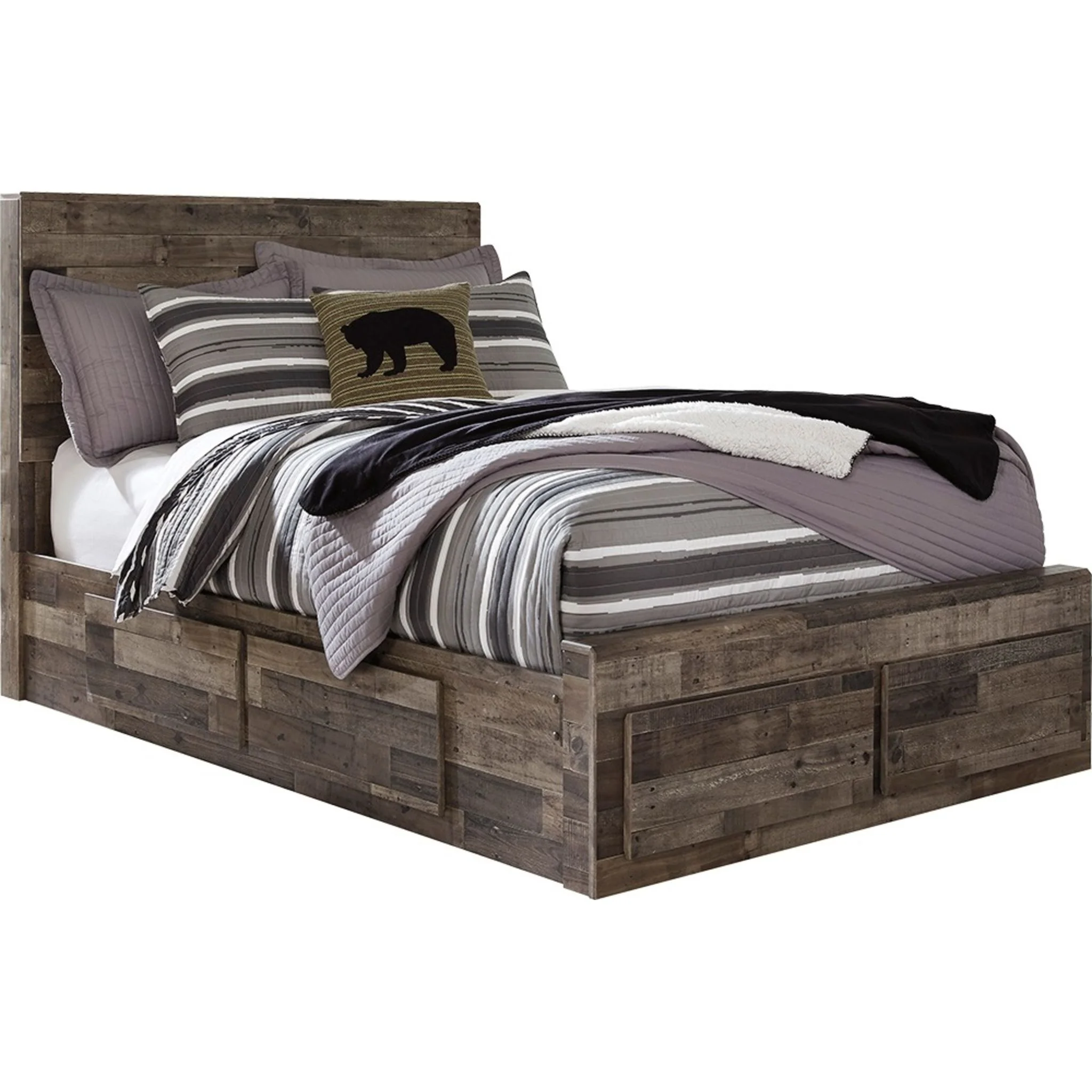 Full Panel Bed with 6 Drawer Storage - Multi Gray