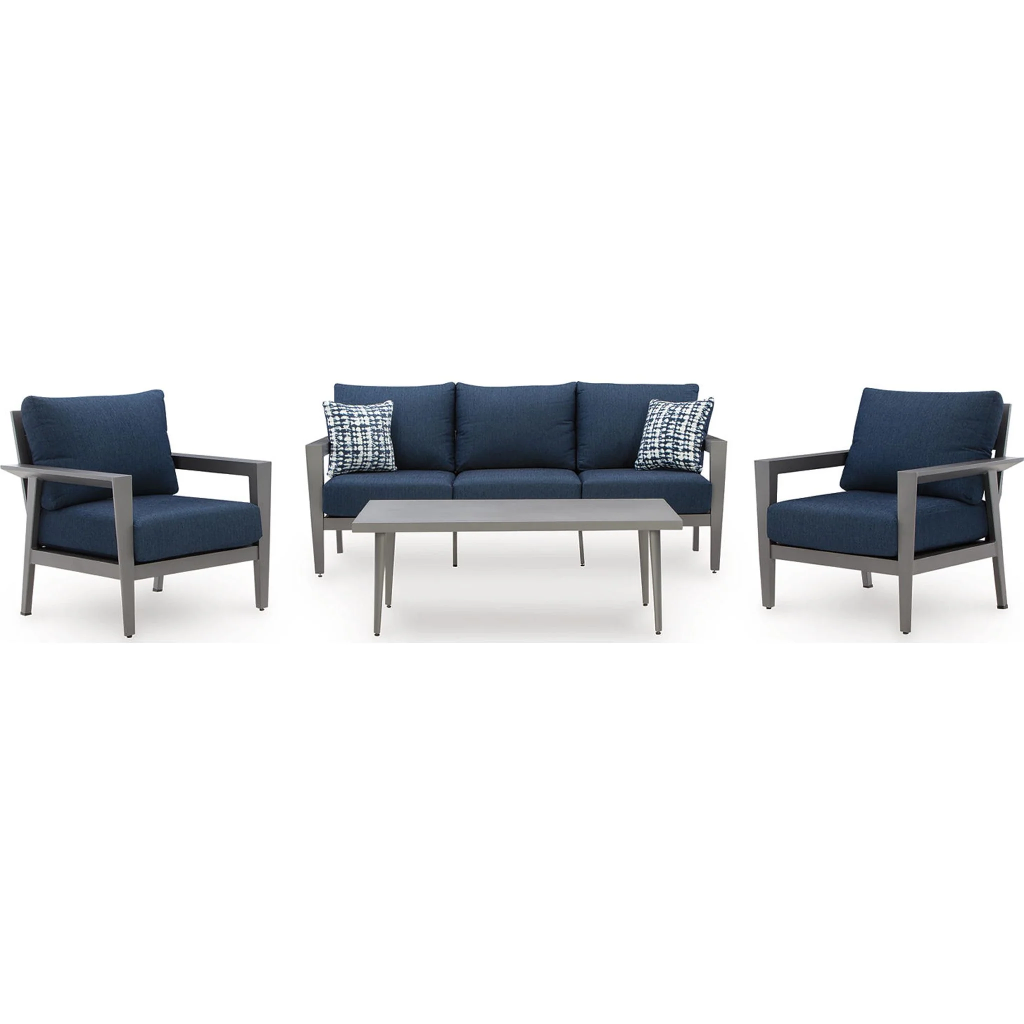 Gali 4 Piece Outdoor Seating - Gray/Blue