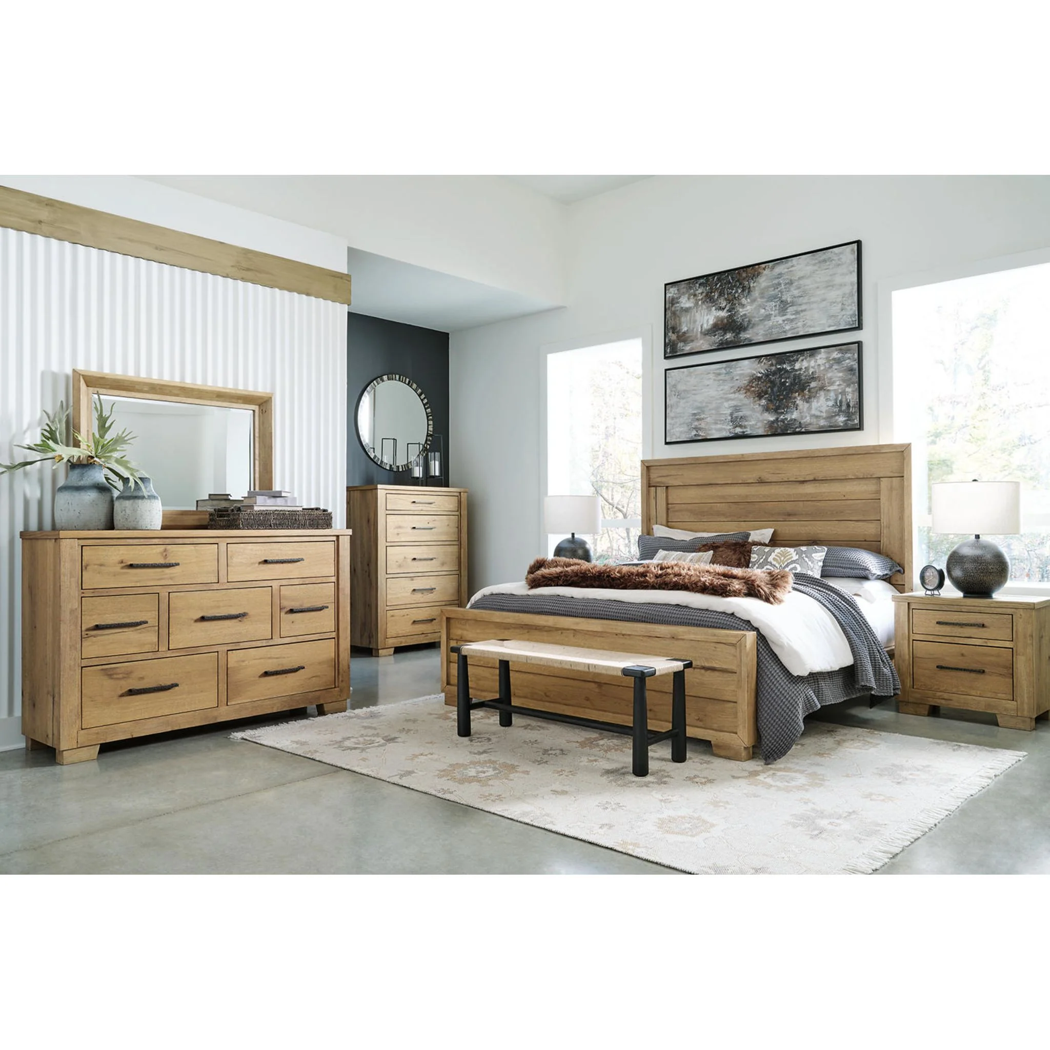 Galliden Dresser and Mirror - Light Brown - Image 12