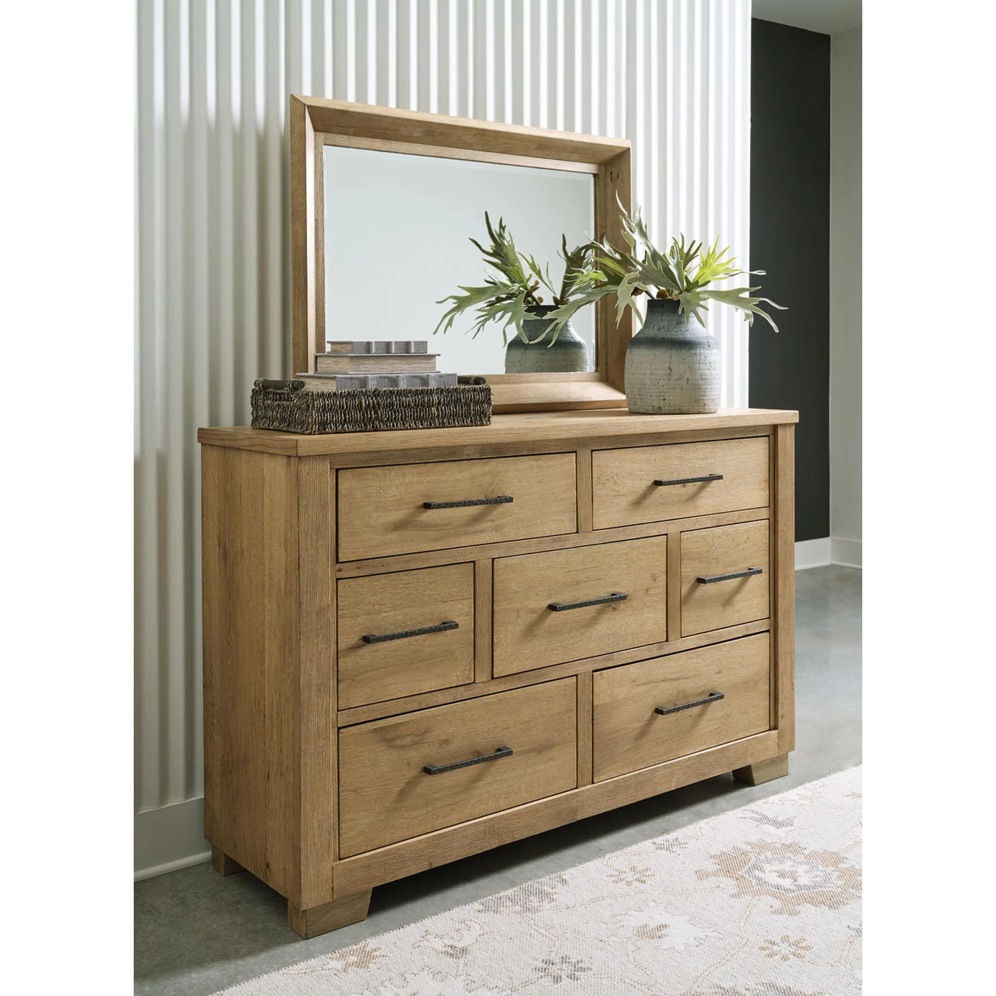 Galliden Dresser and Mirror - Light Brown - Image 2