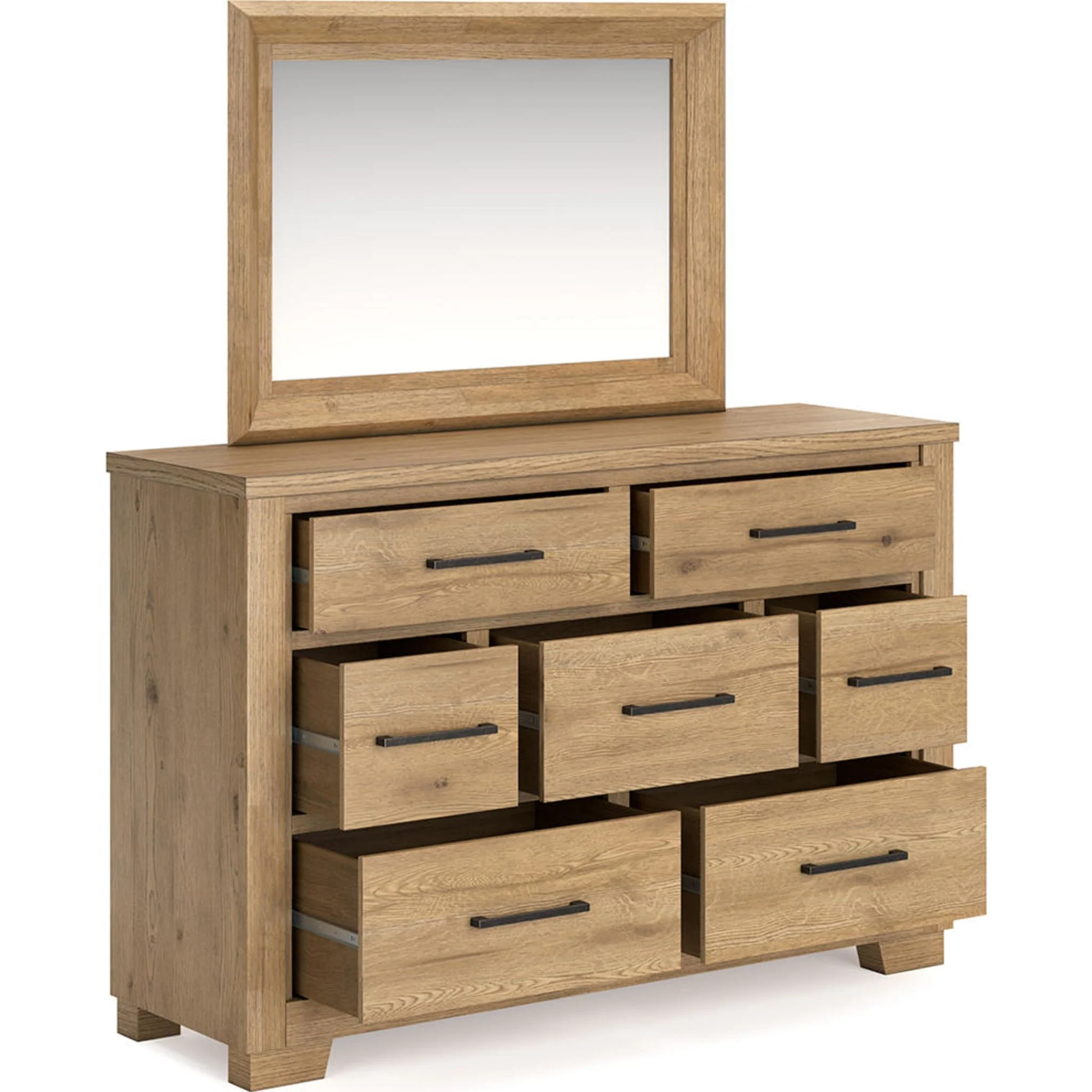 Galliden Dresser and Mirror - Light Brown - Image 5