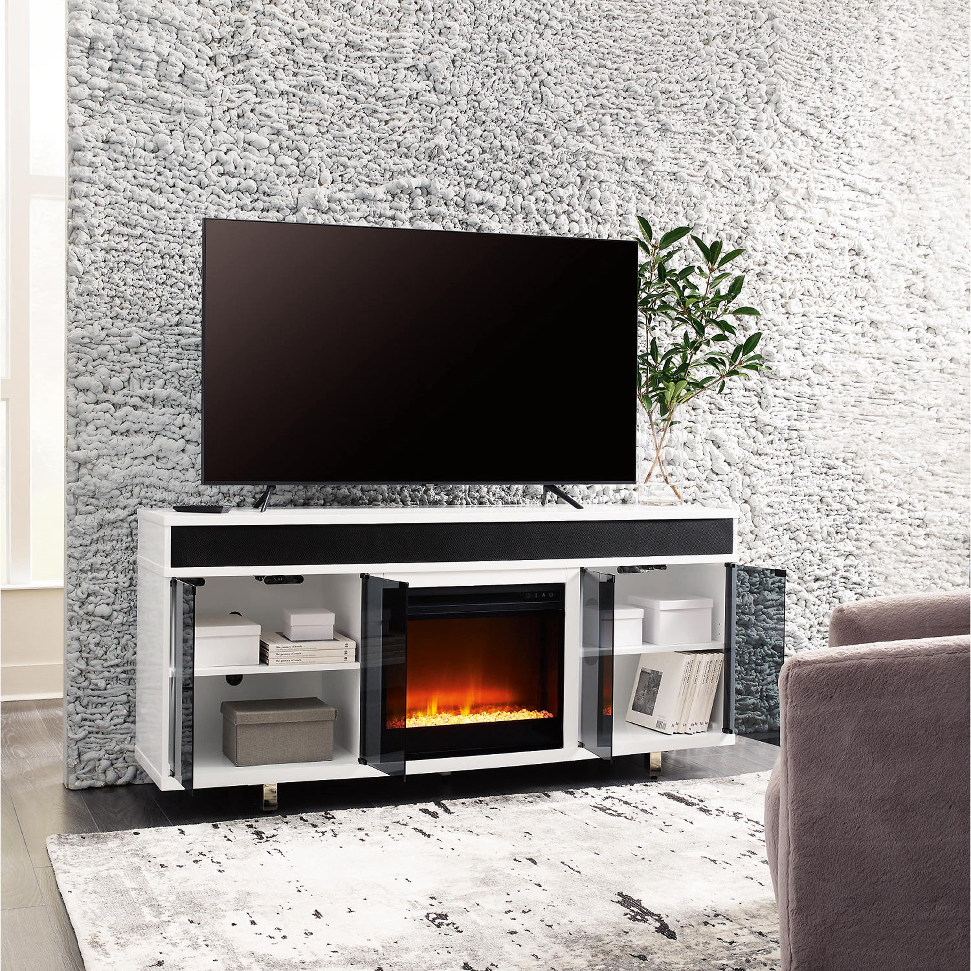 Gardoni TV Stand with Fireplace - White/Black - Image 10