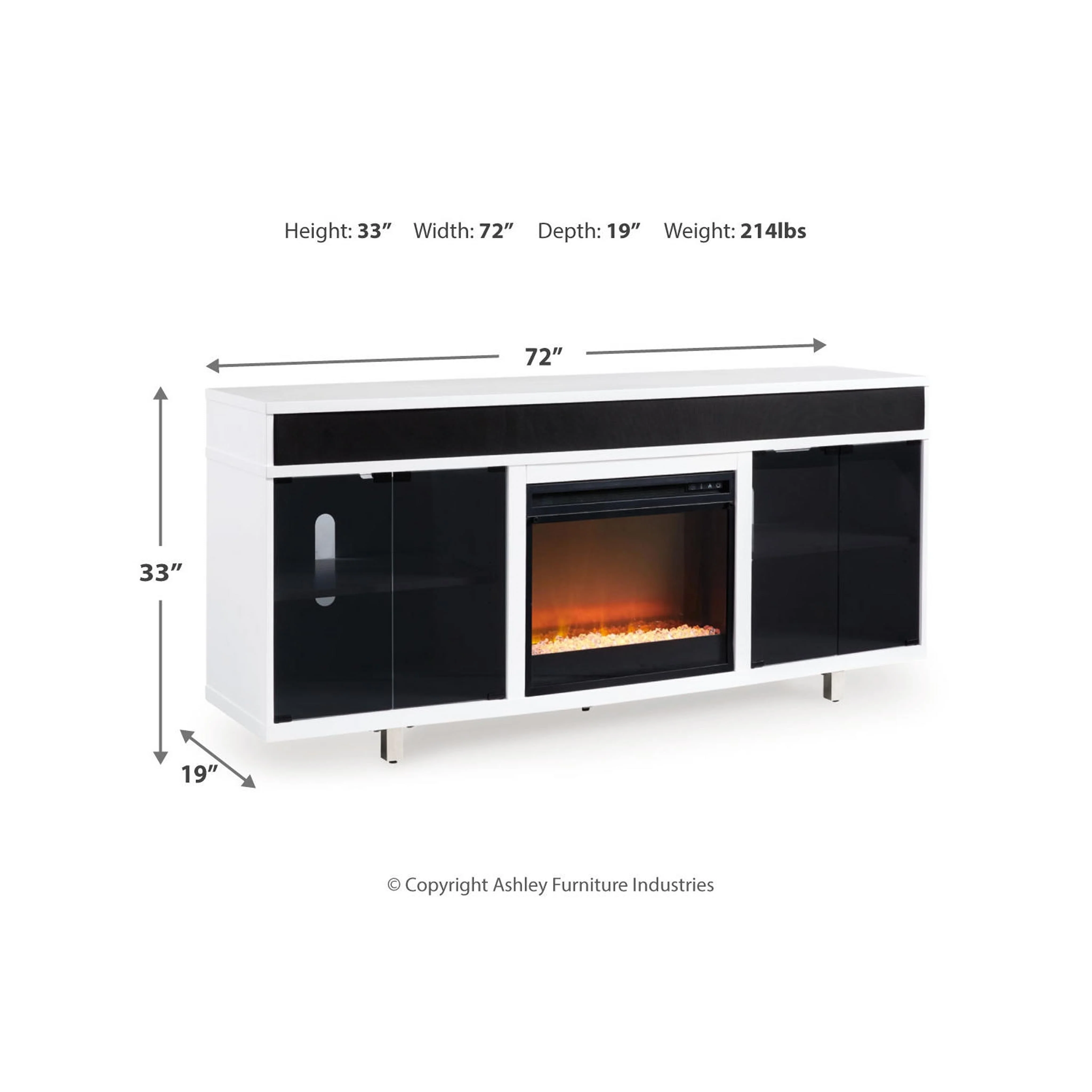 Gardoni TV Stand with Fireplace - White/Black - Image 3