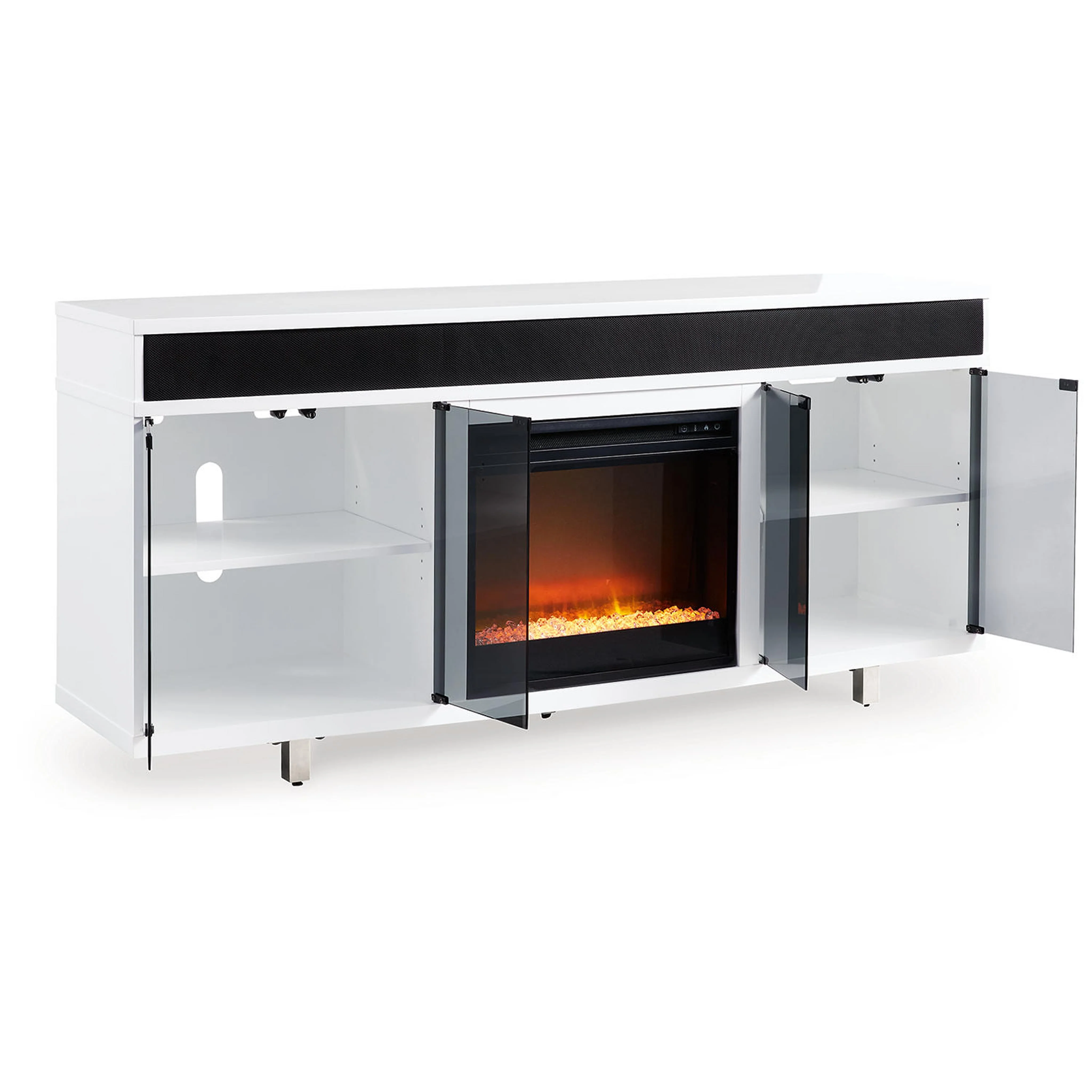 Gardoni TV Stand with Fireplace - White/Black - Image 7