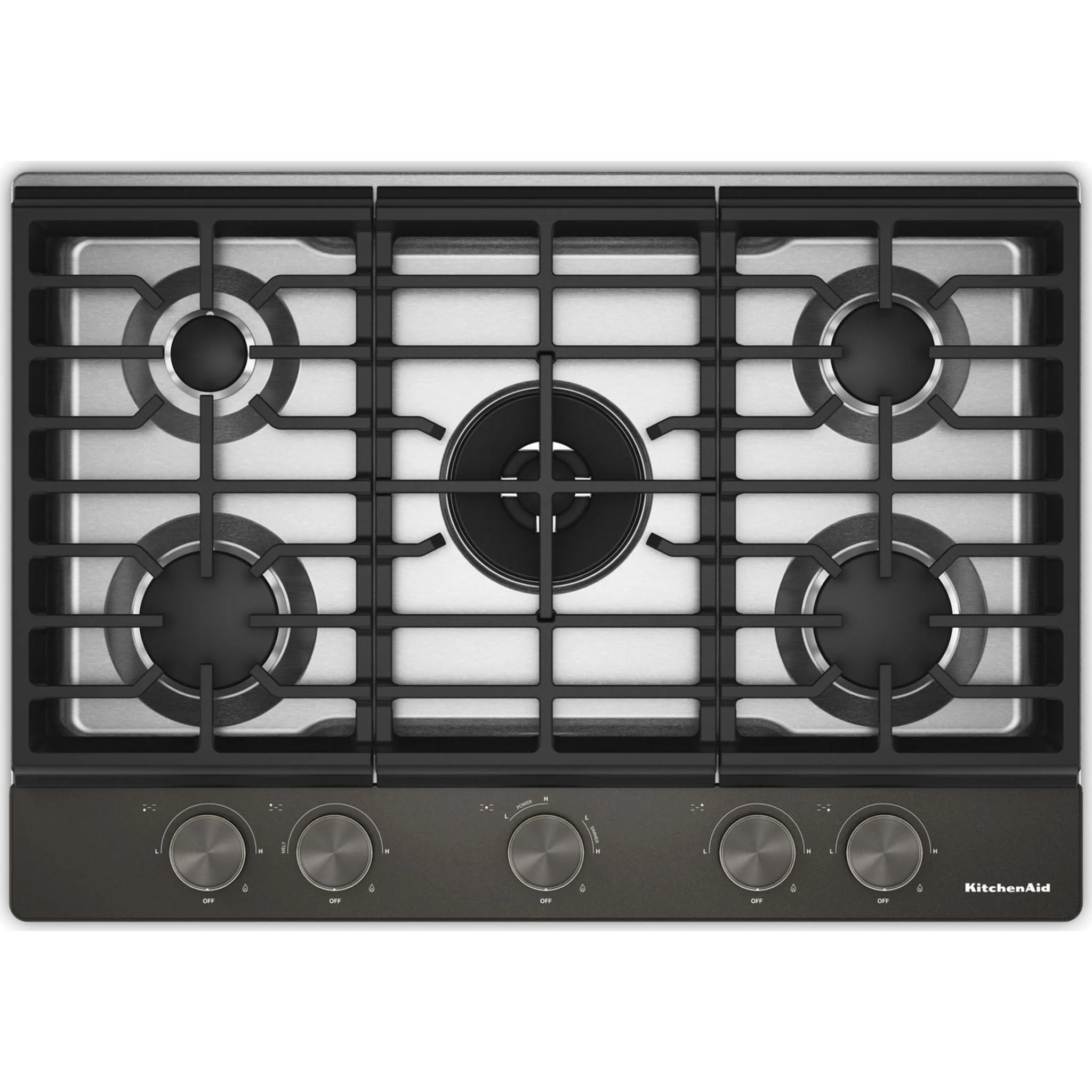 KitchenAid Gas-on-Metal Cooktop with an Integrated Wok Grate and CookShield™ Finish - Black Ore (KCGK730SBE)
