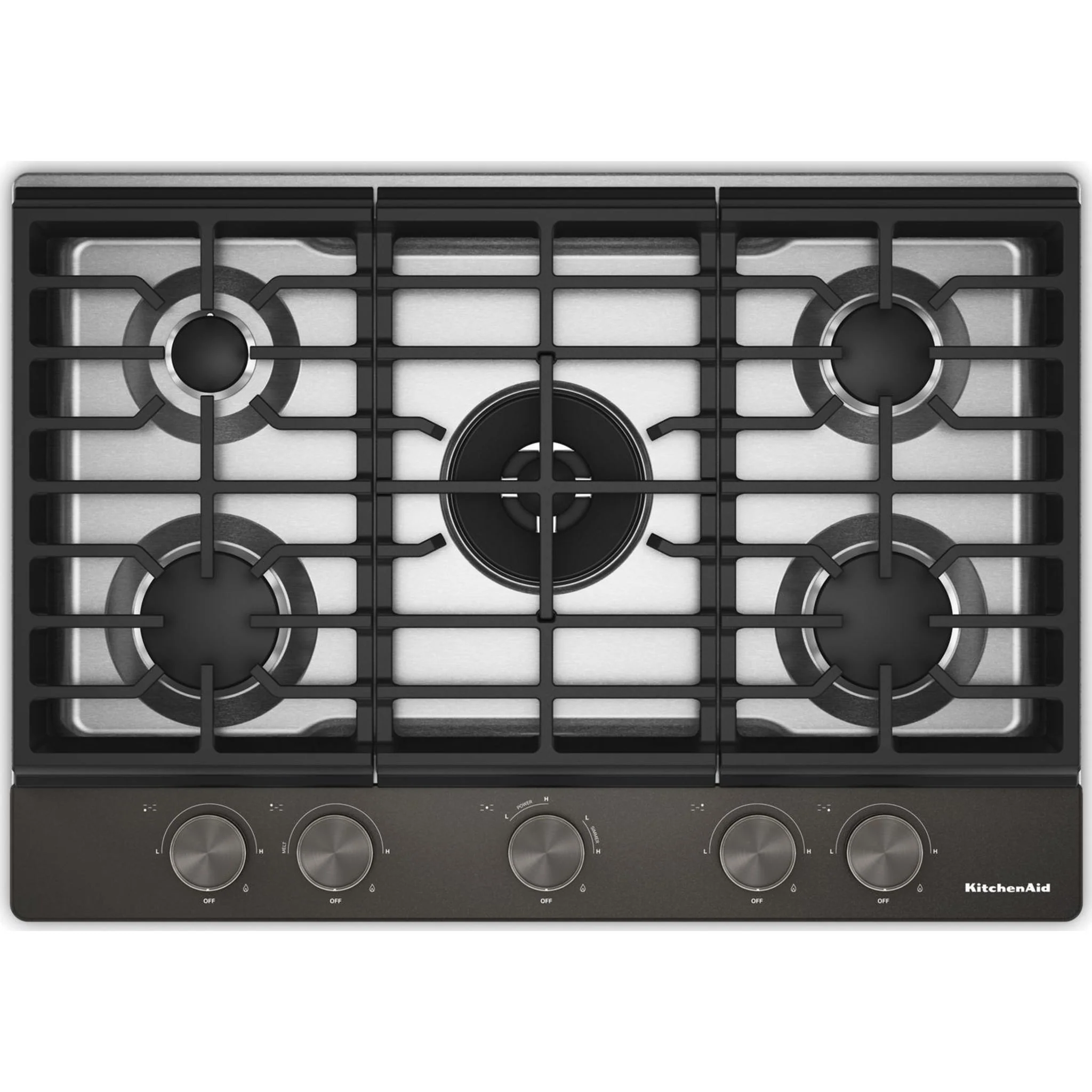 KitchenAid Gas-on-Metal Cooktop with an Integrated Wok Grate and CookShield™ Finish - Black Ore (KCGK530SBE0