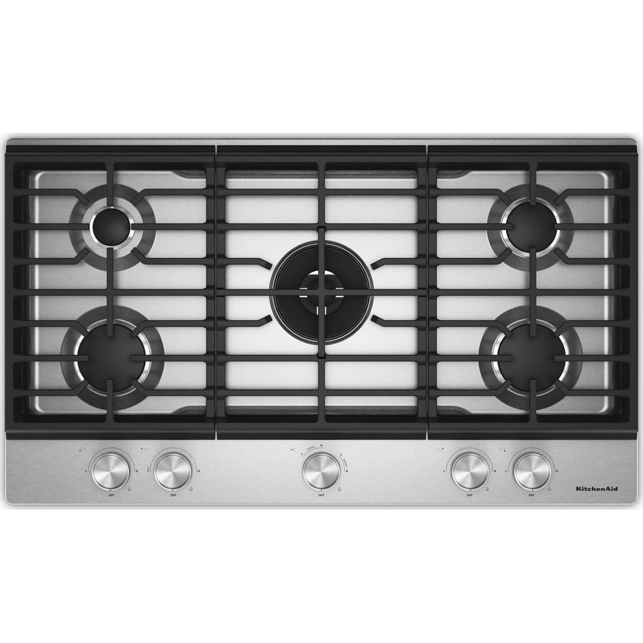 KitchenAid Gas-on-Metal Cooktop with an Integrated Wok Grate and CookShield™ Finish - Stainless Steel (KCGK736SSS)