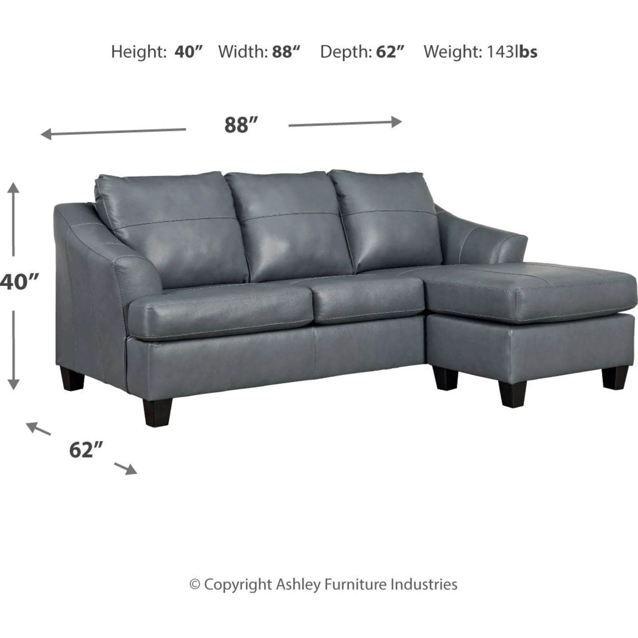Genoa Sofa Chaise - Steel - Image 15