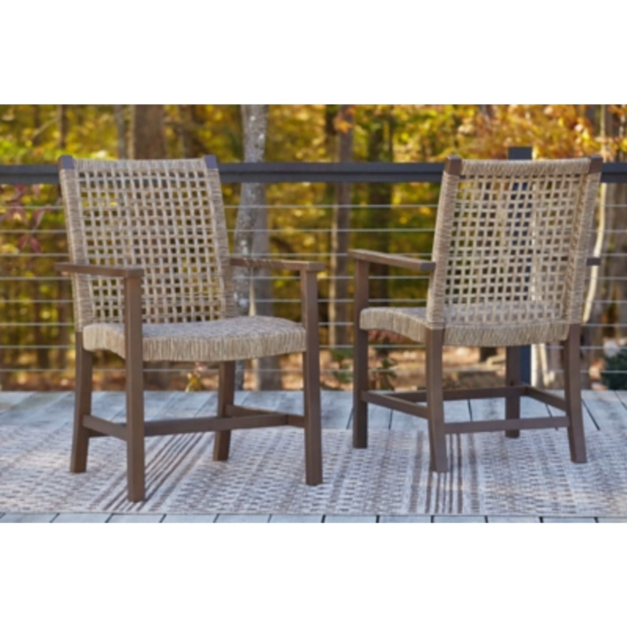 Germalia Outdoor Arm Chair (set of 2) - Brown - Image 2