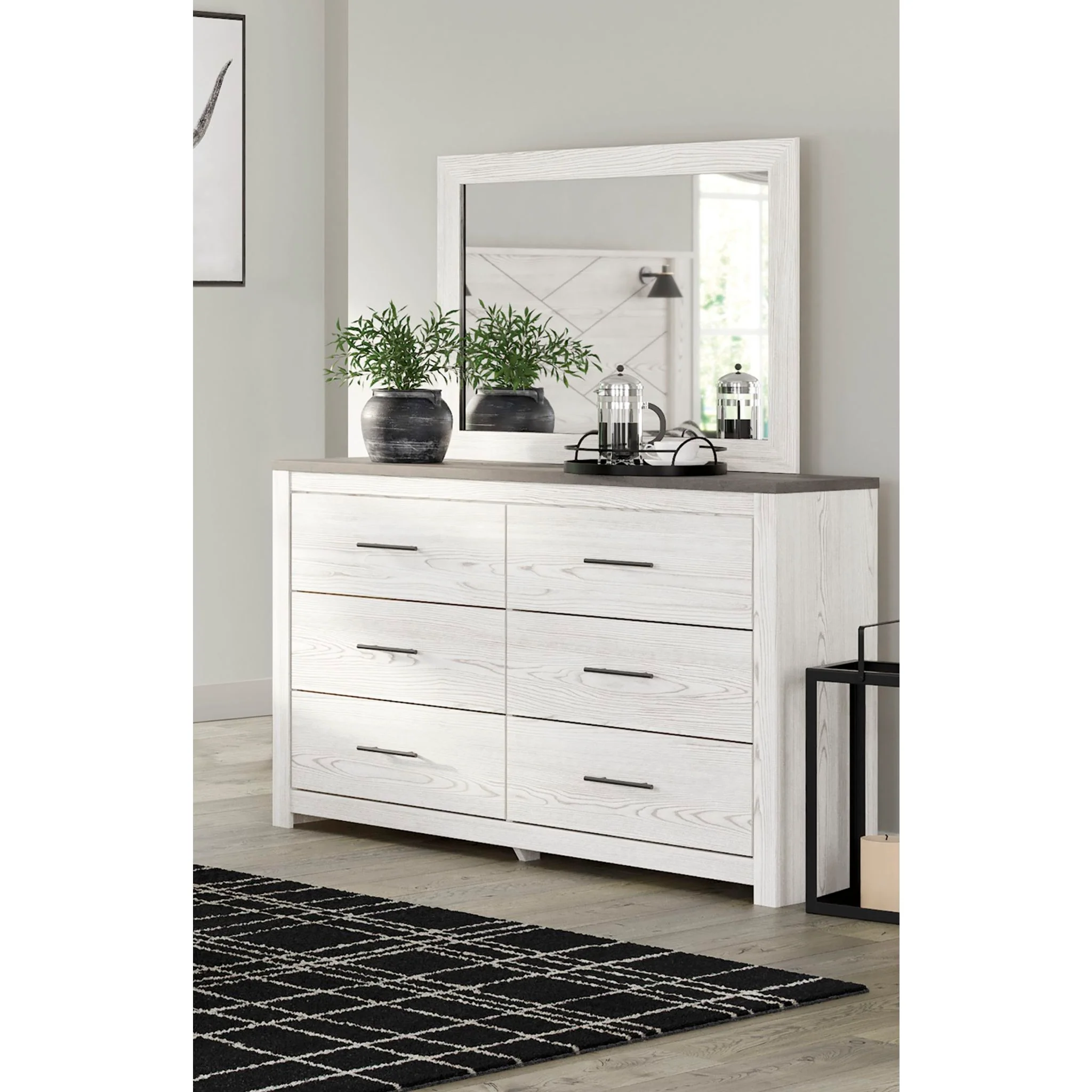 Gerridan 5 Piece King Panel Bedroom - White/Gray - Image 8