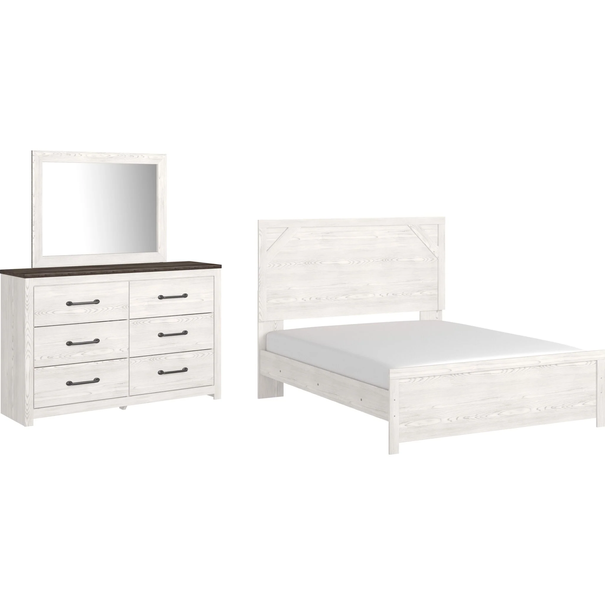 Gerridan 5 Piece Queen Panel Bedroom - White/Gray