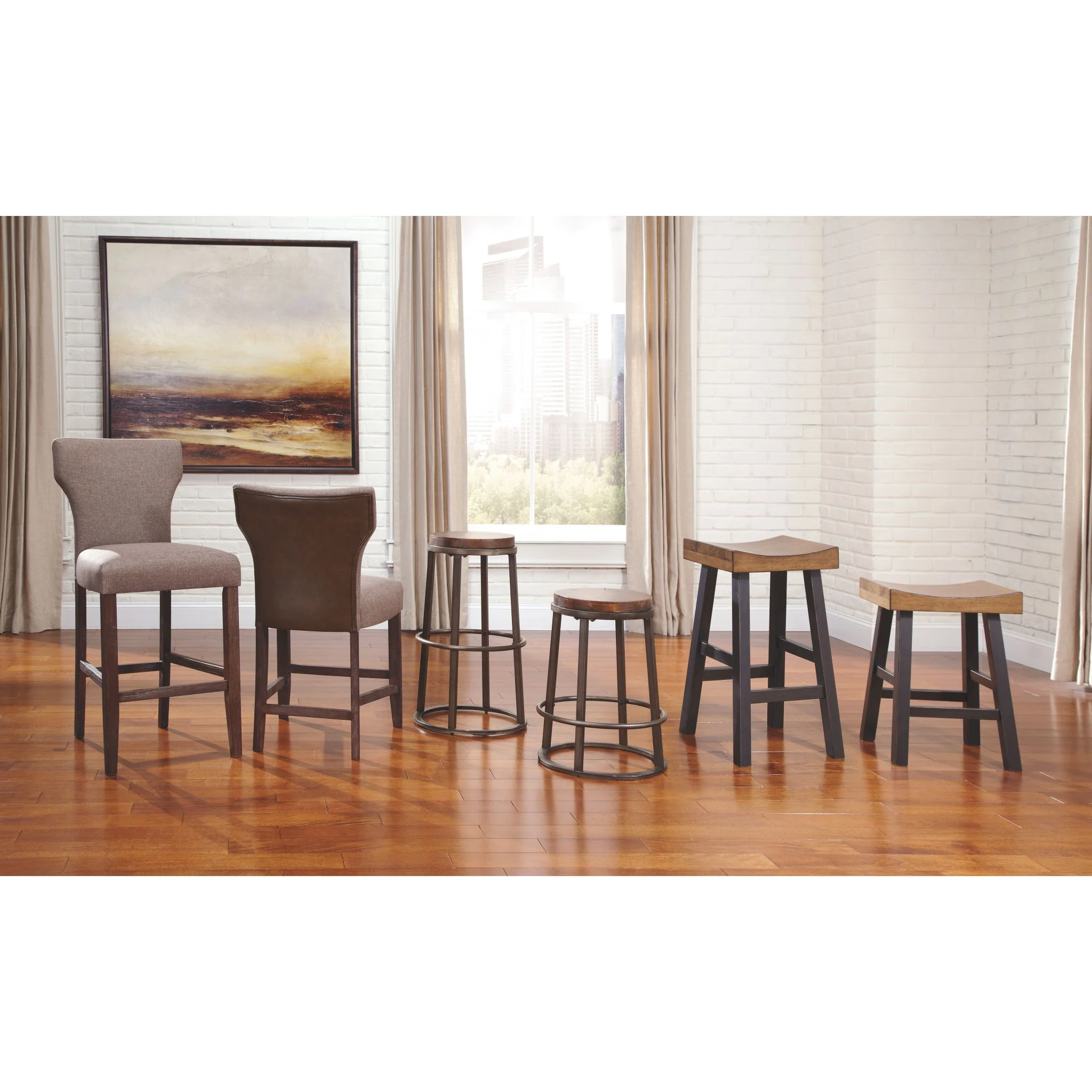 Glosco Bar Height Stool - Medium Brown/Dark Brown - (D548-030) - Image 8
