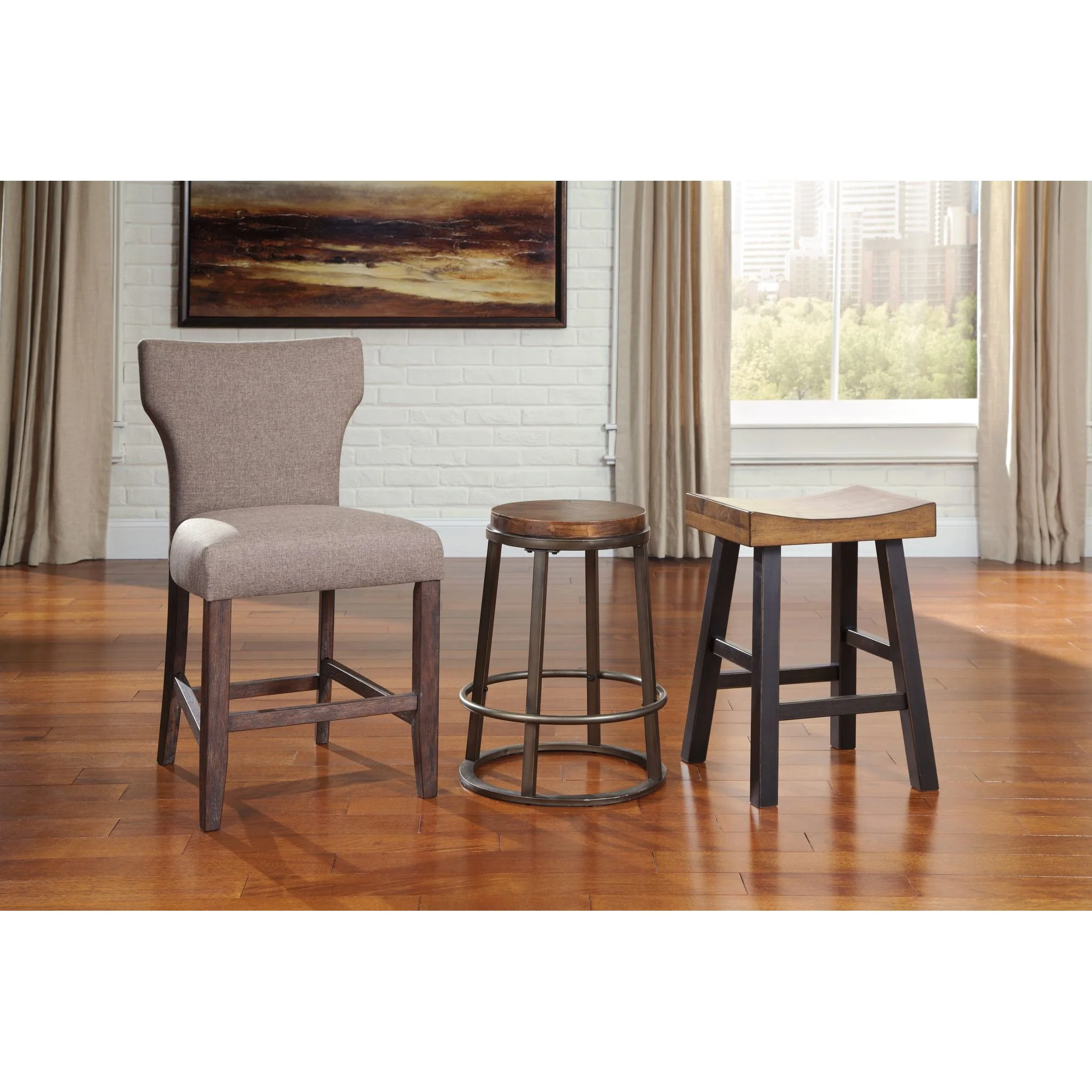 Glosco Counter Height Stool - Medium Brown/Dark Brown - (D548-024) - Image 5