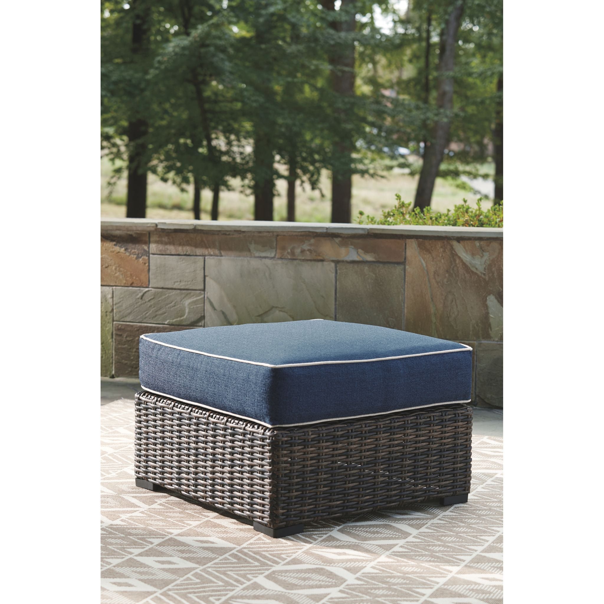 Grasson Lane 3 Piece Outdoor Seating - Brown/Blue - Image 2