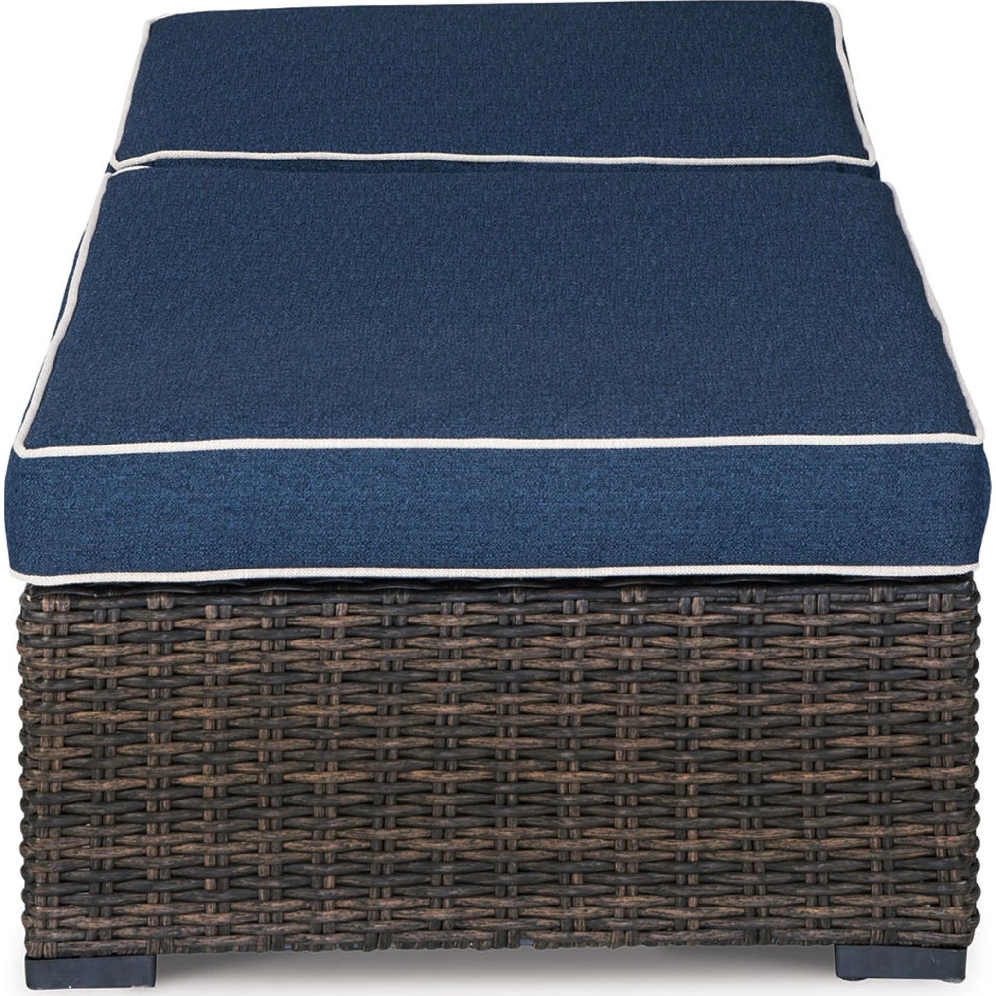 Grasson Lane Outdoor Chaise Lounge with Cushion - Brown/Blue - Image 16