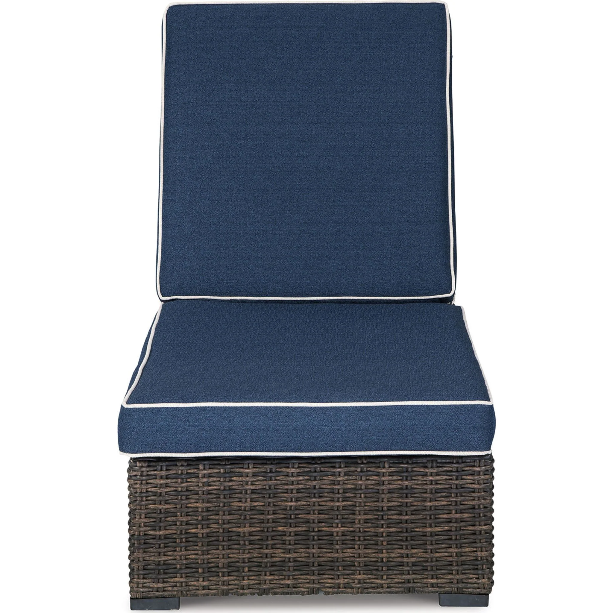 Grasson Lane Outdoor Chaise Lounge with Cushion - Brown/Blue - Image 17