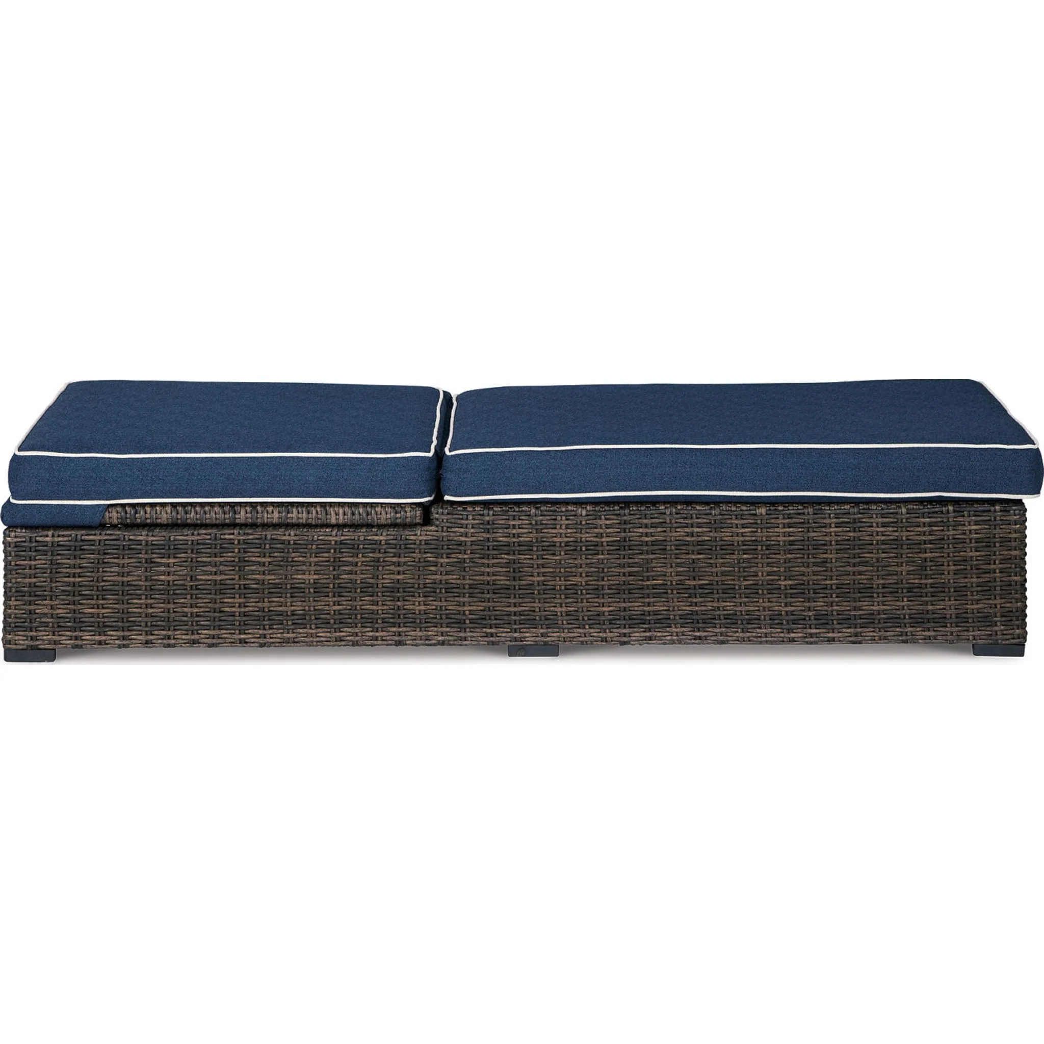 Grasson Lane Outdoor Chaise Lounge with Cushion - Brown/Blue - Image 18