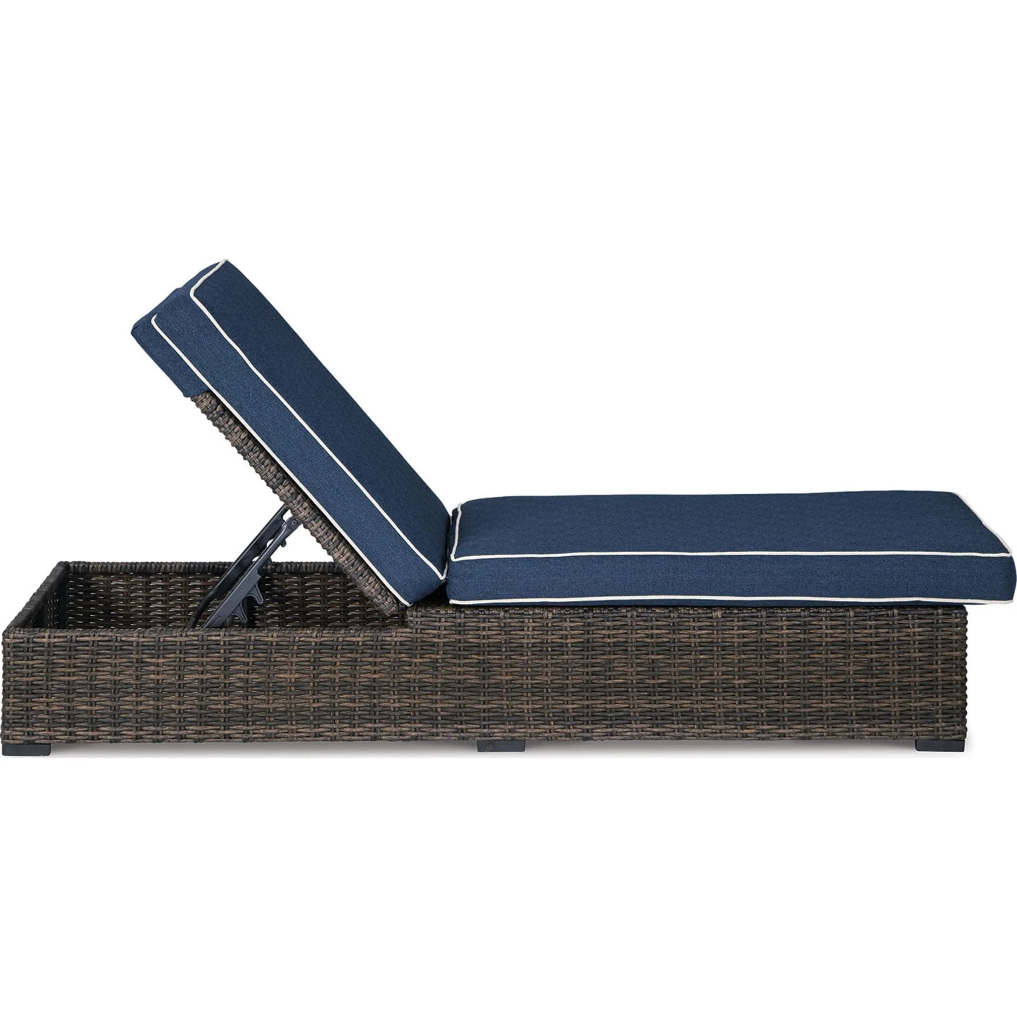 Grasson Lane Outdoor Chaise Lounge with Cushion - Brown/Blue - Image 19