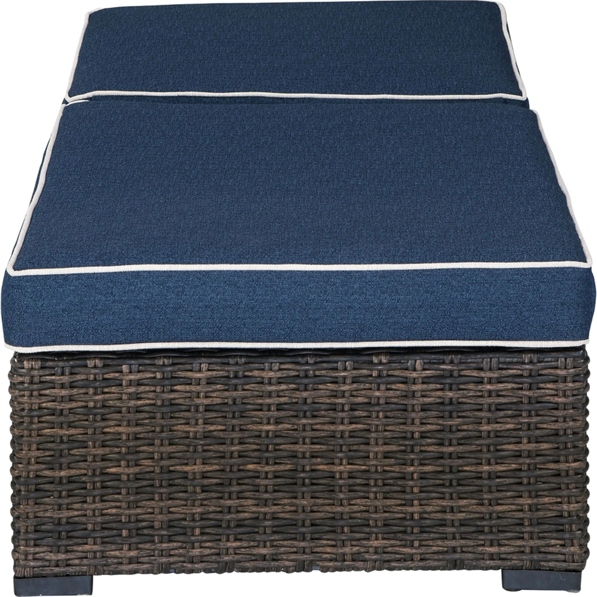 Grasson Lane Outdoor Chaise Lounge with Cushion - Brown/Blue - Image 4