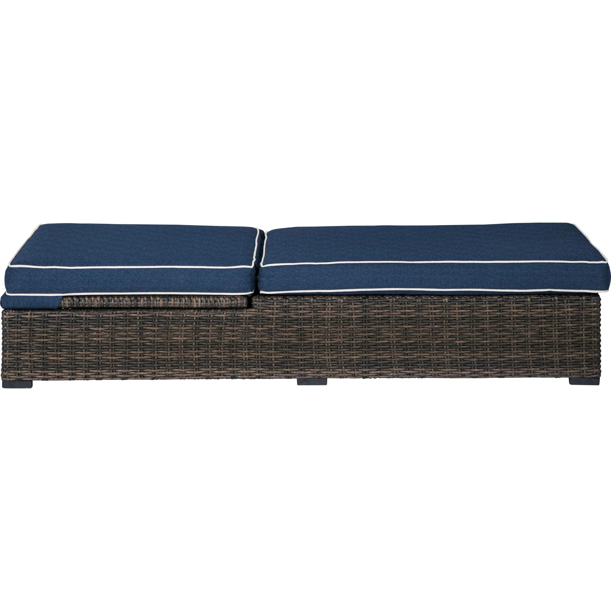 Grasson Lane Outdoor Chaise Lounge with Cushion - Brown/Blue - Image 6