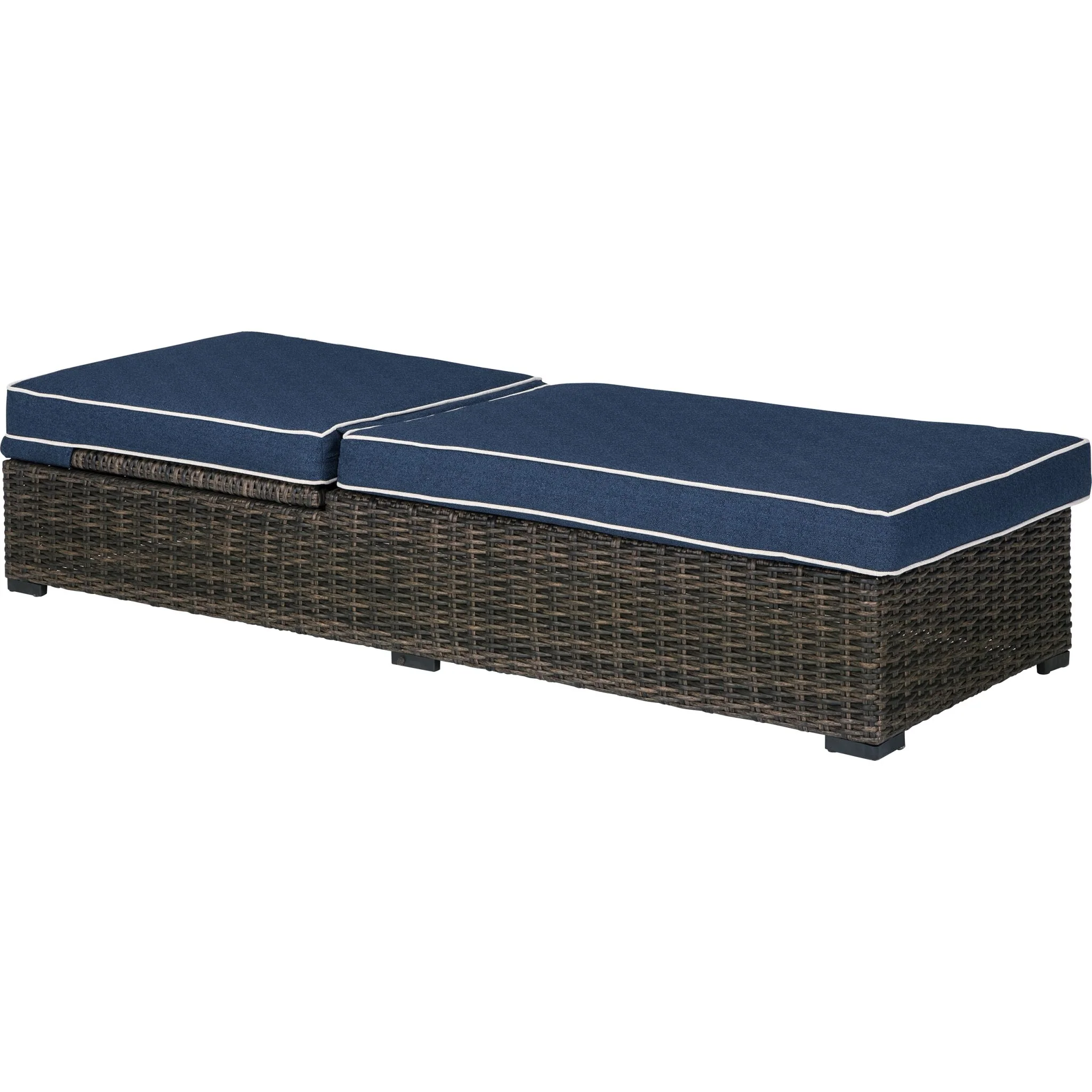 Grasson Lane Outdoor Chaise Lounge with Cushion - Brown/Blue - Image 9