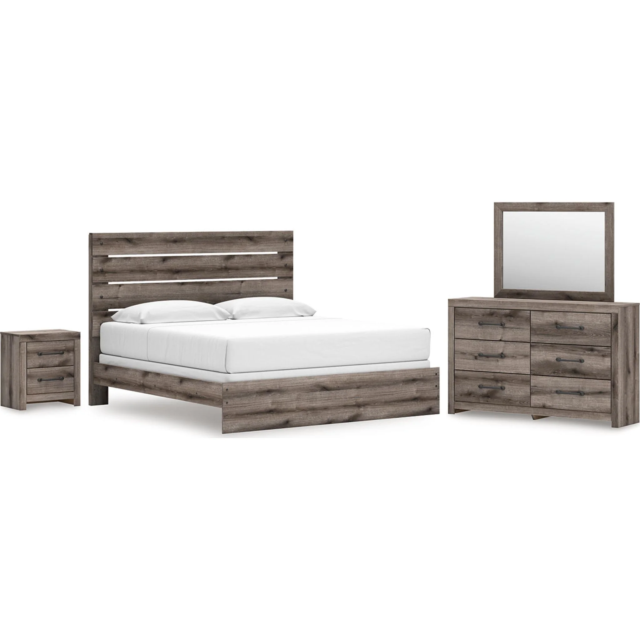 Graystorm 6 Piece King Panel Bedroom - Brown Gray