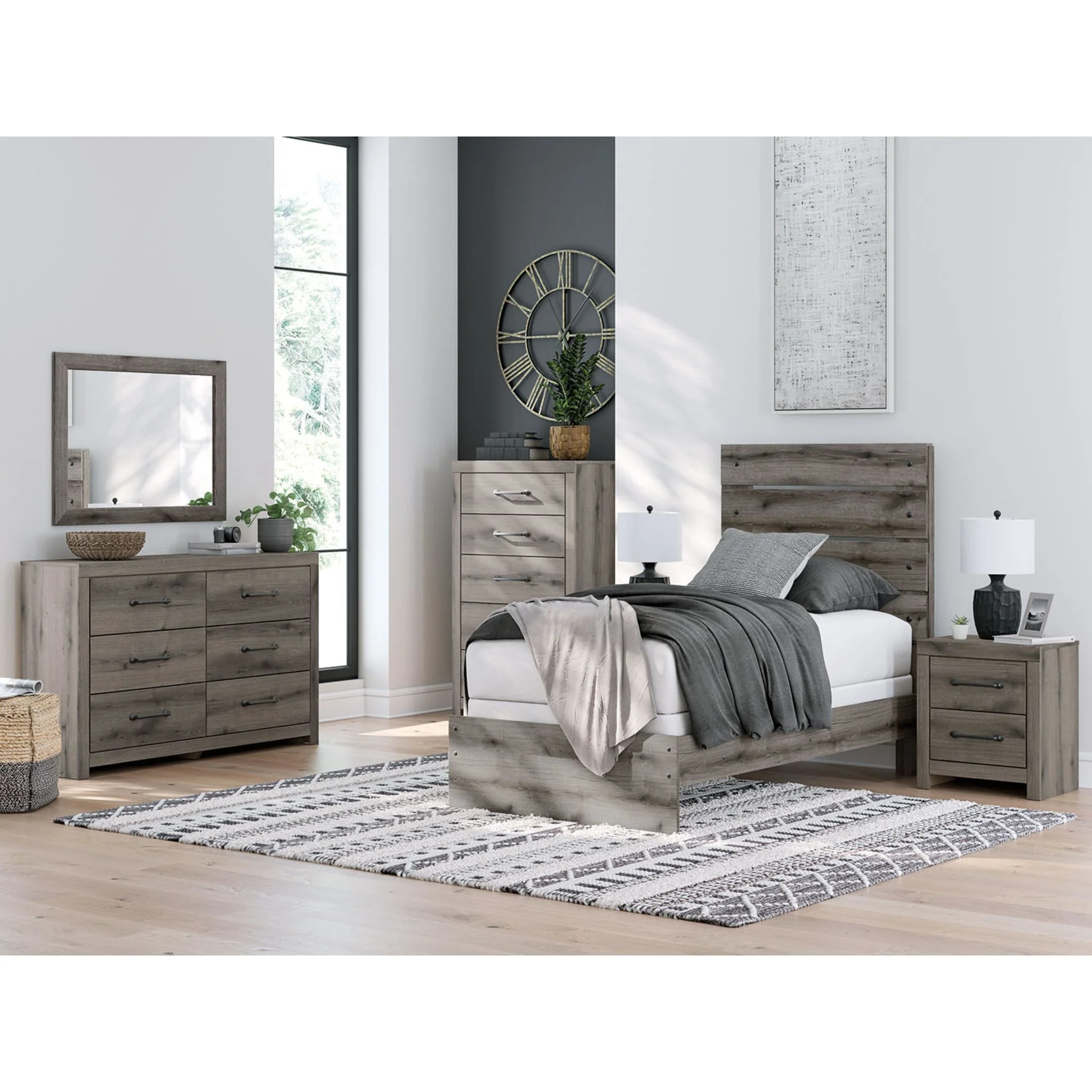 Graystorm Twin Panel Bed - Brown Gray - Image 4