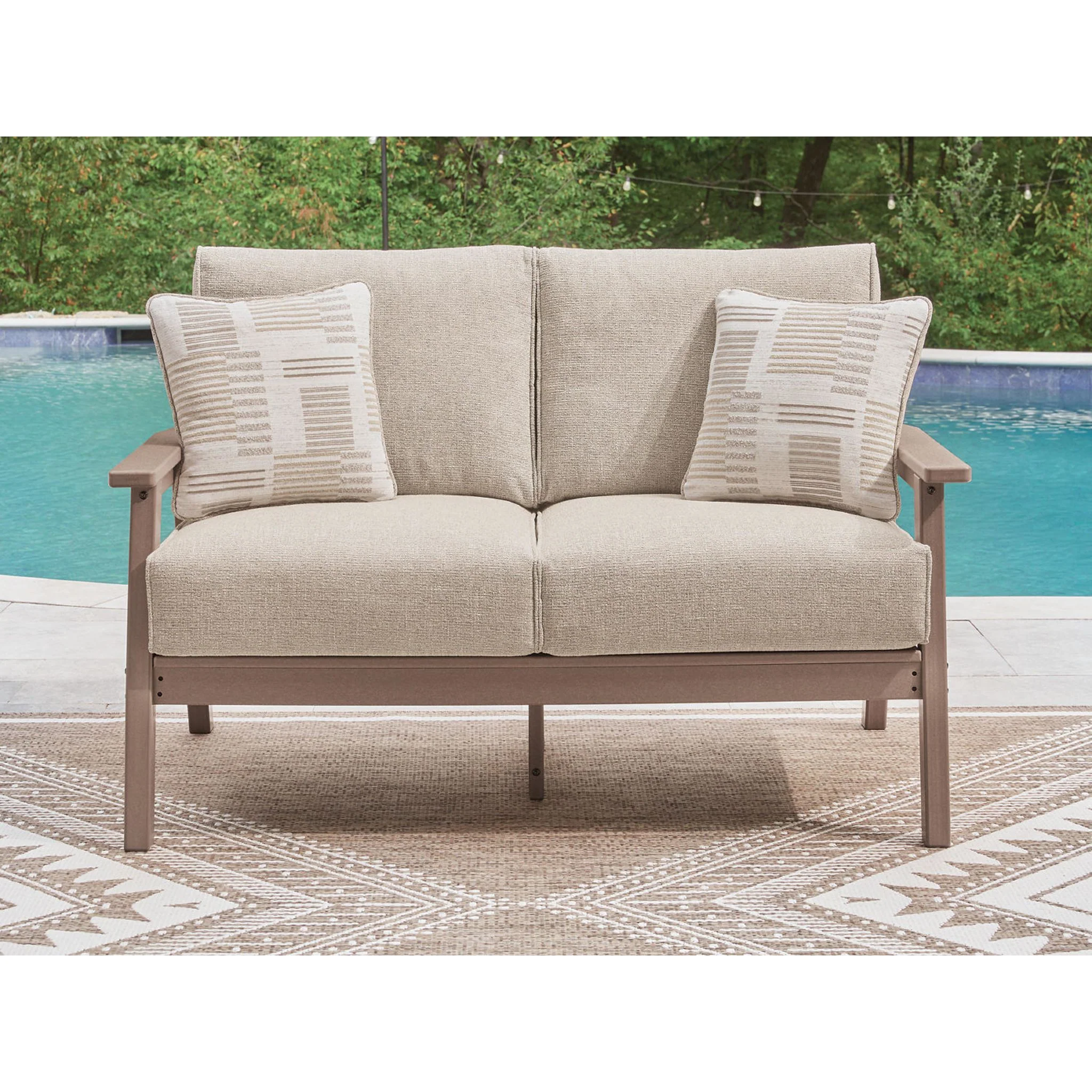 Grover Beach Outdoor Loveseat with Cushion - Driftwood - Image 2