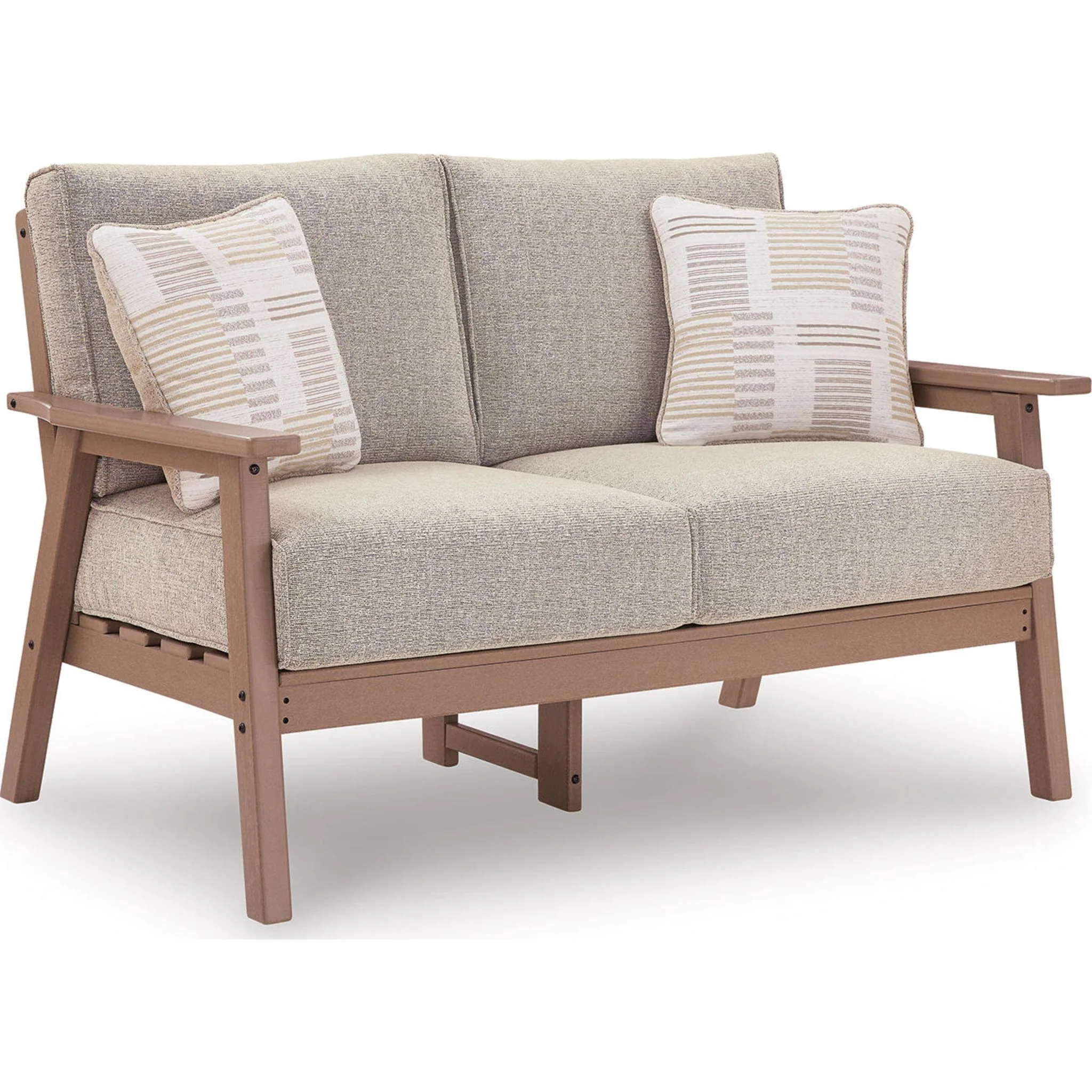 Grover Beach Outdoor Loveseat with Cushion - Driftwood - Image 3