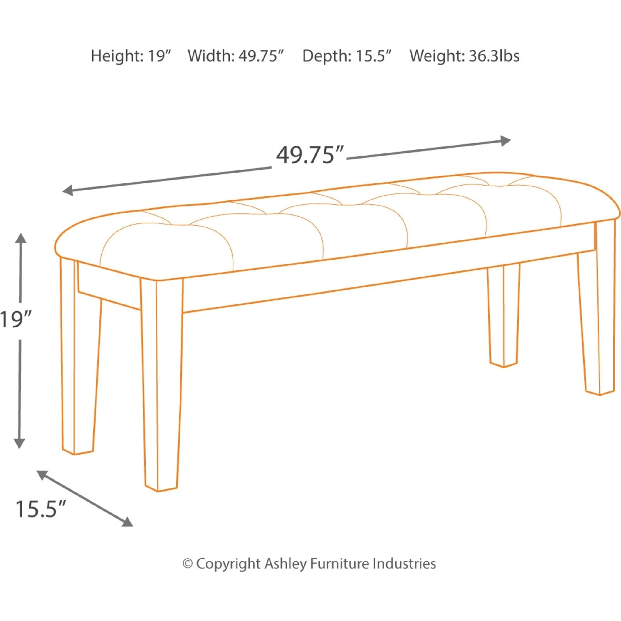 Ralene Dining Bench - Medium Brown - (D594-00) - Image 4