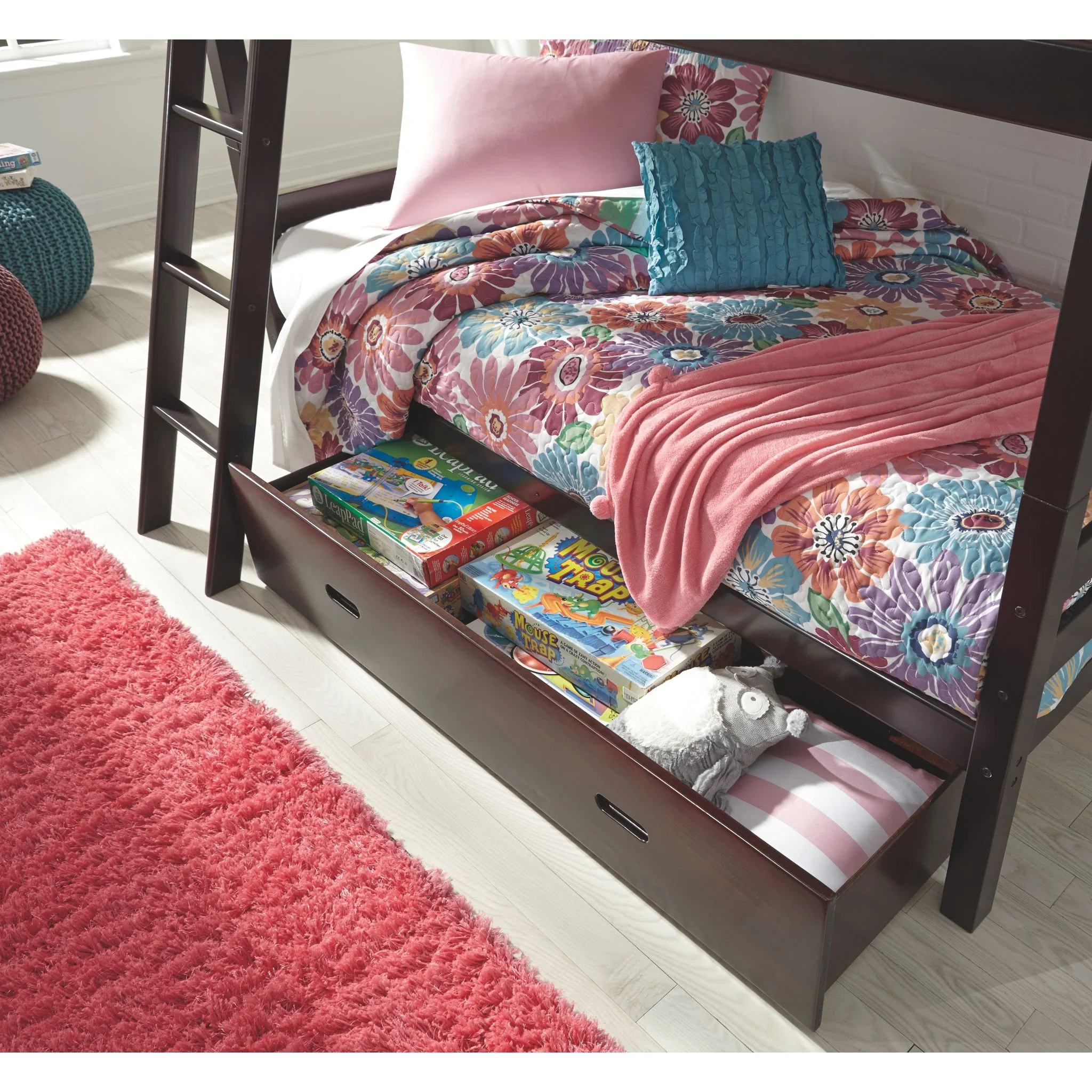 Halanton Twin/Twin Bunk Bed w/Ladder - Dark Brown - Image 5