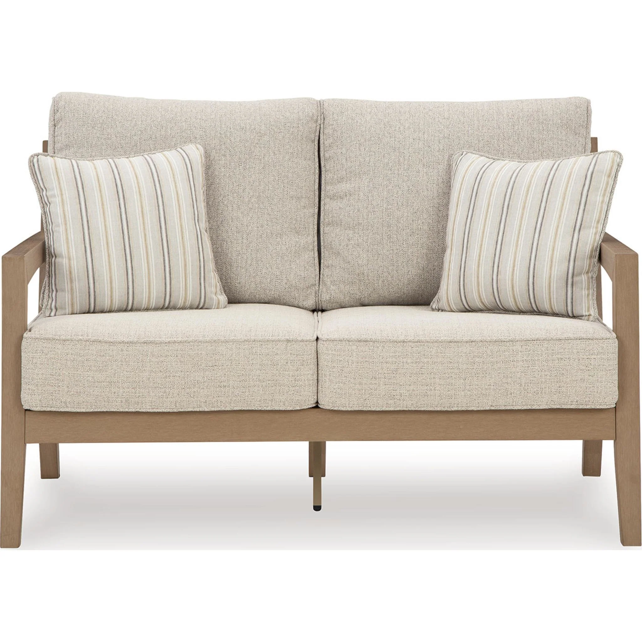 Hallow Creek Outdoor Loveseat with Cushion - Driftwood - Image 14