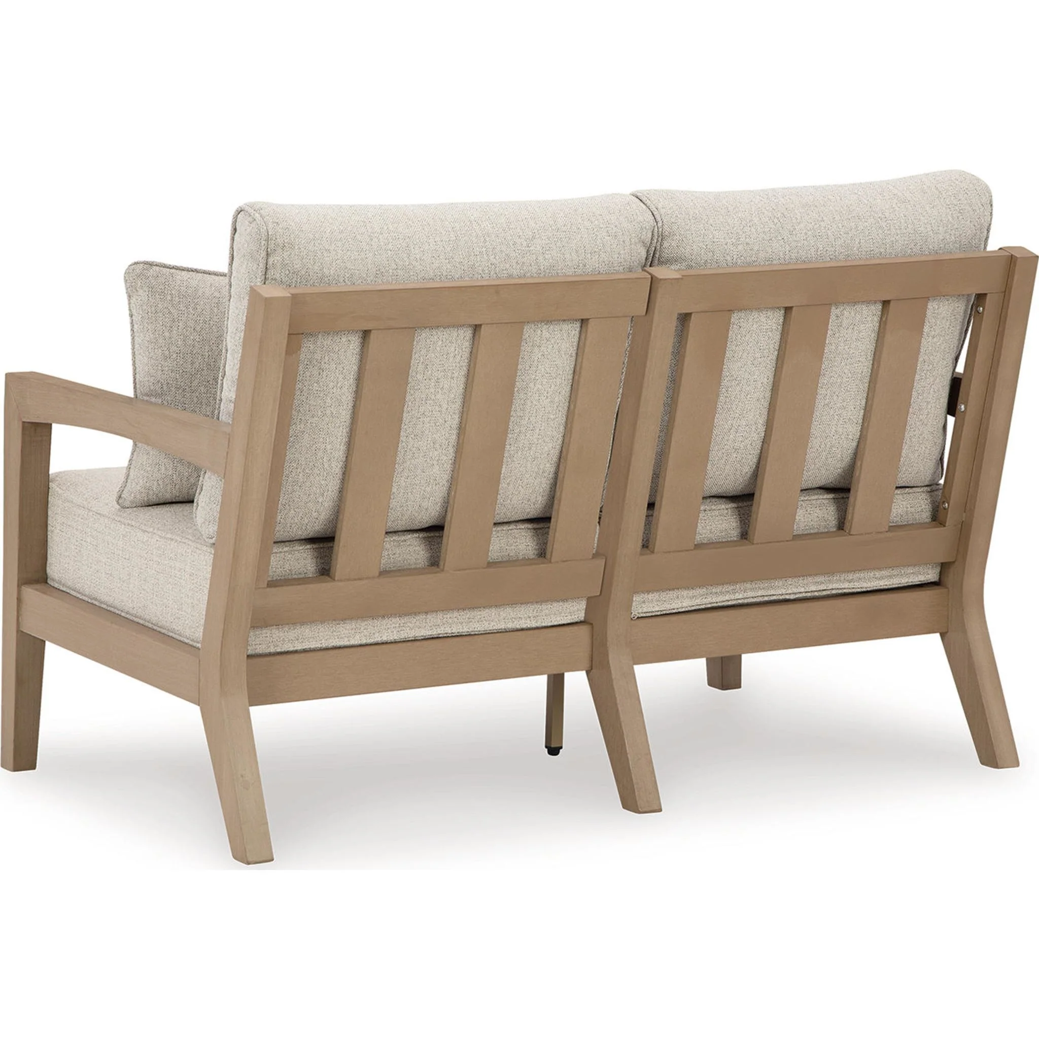 Hallow Creek Outdoor Loveseat with Cushion - Driftwood - Image 3