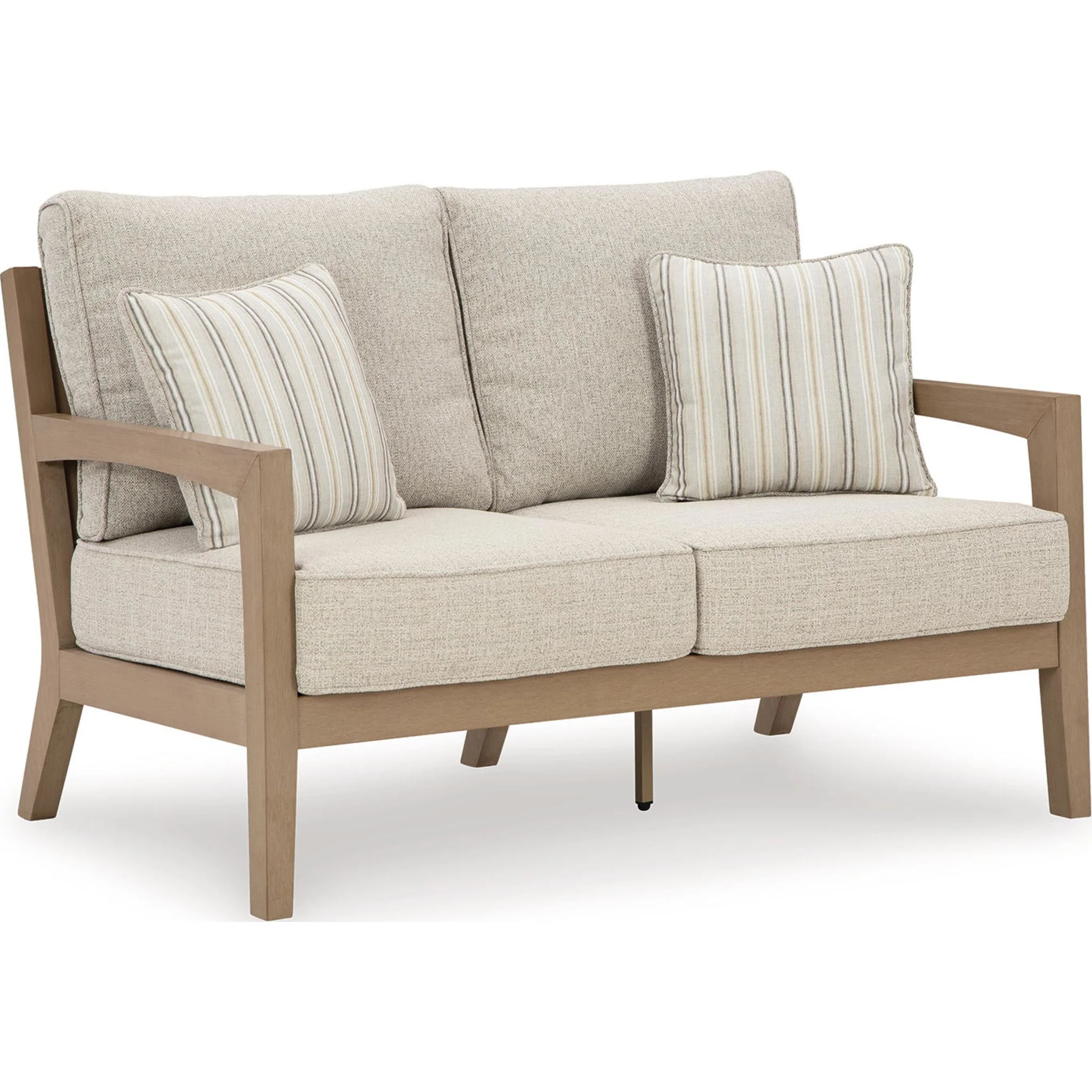 Hallow Creek Outdoor Loveseat with Cushion - Driftwood - Image 44
